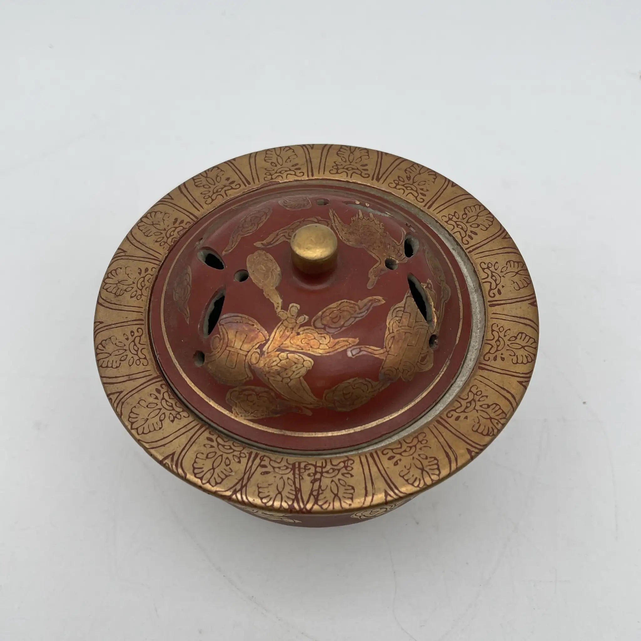 【骨董品】 香炉 / 永楽 / 明治末-大正 / 陶器 / 日本 / 鳳凰, 宝尽くし文, 三足