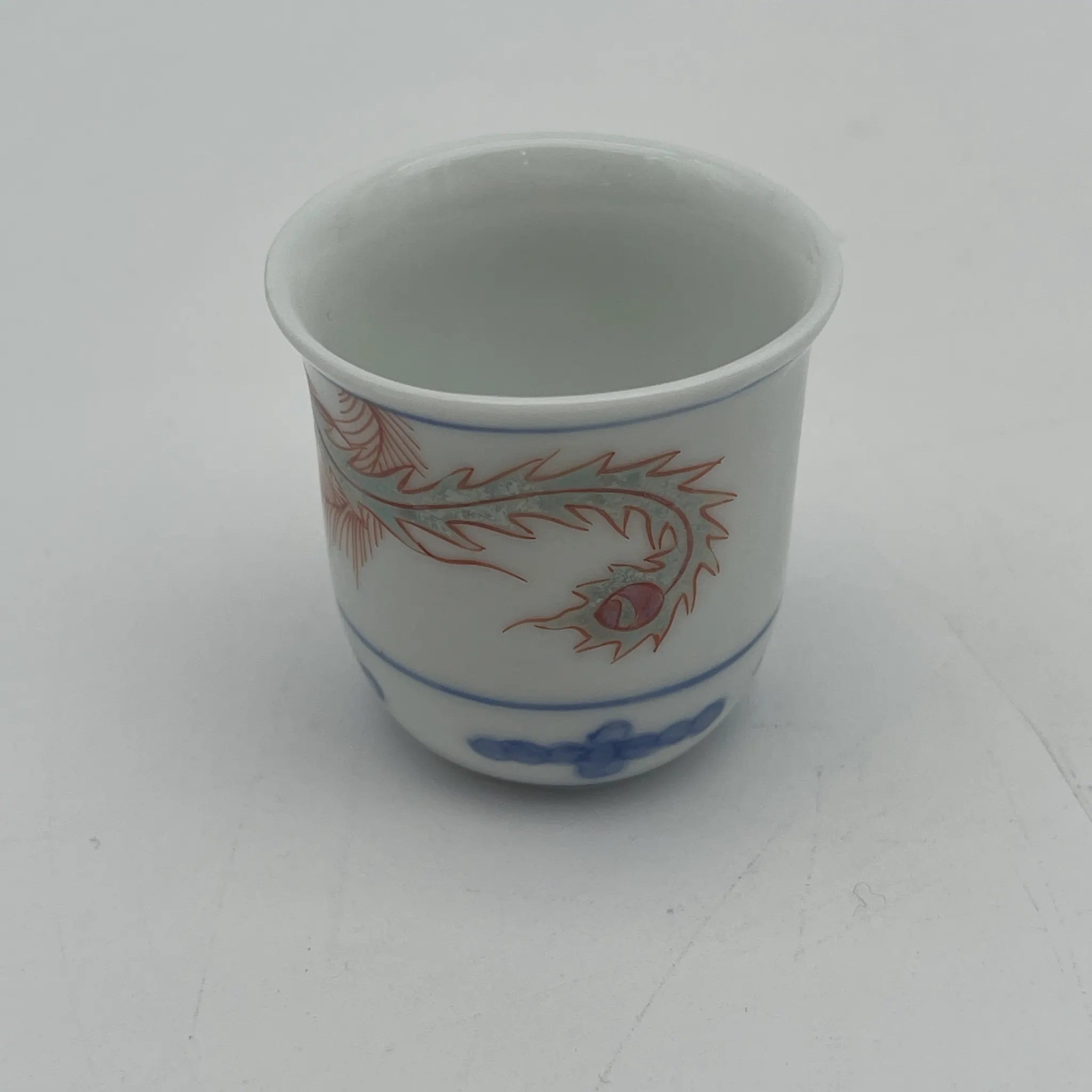 [Vintage] Sake bottle & choko 6P / Estimated late 20C / Porcelain / Japan / Phoenix