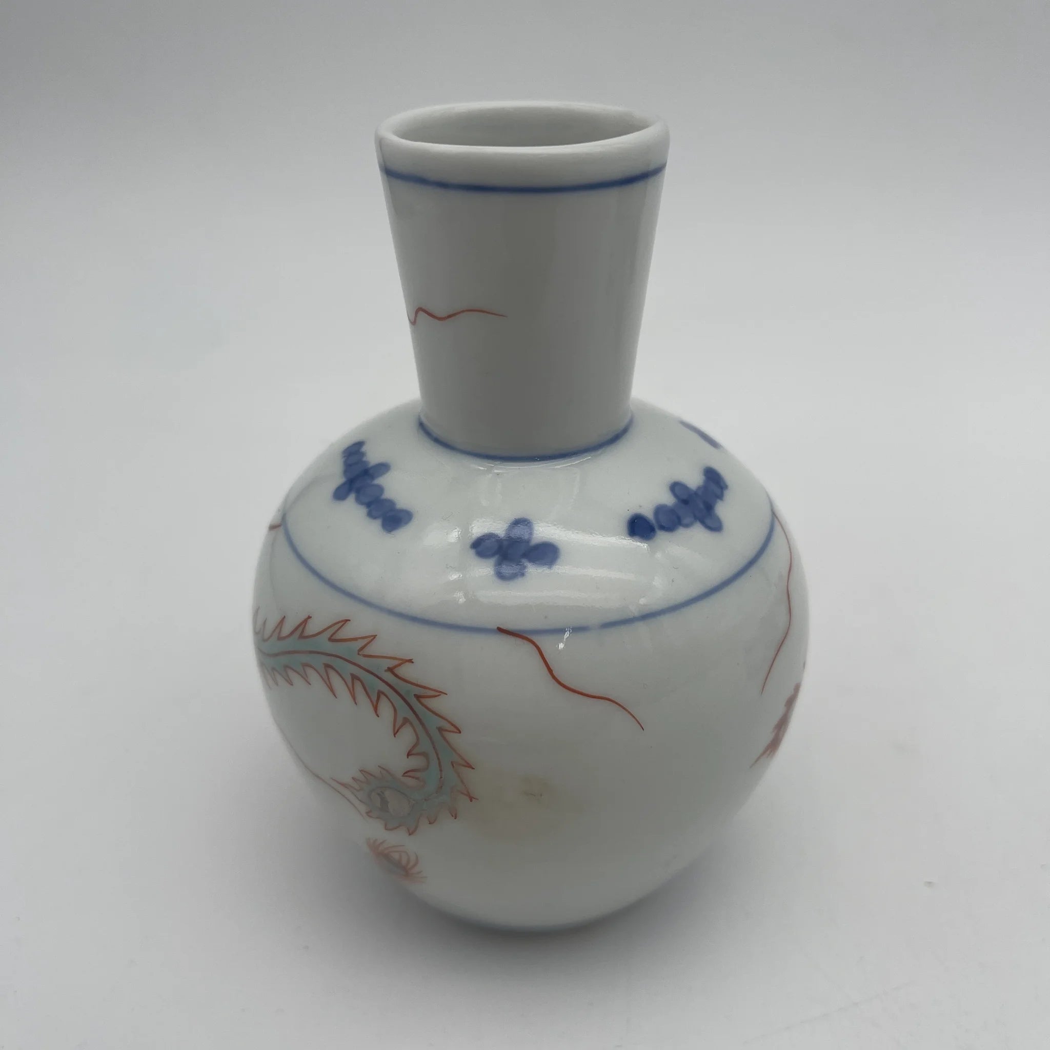 [Vintage] Sake bottle & choko 7P / Estimated late 20C / Porcelain / Japan / Phoenix