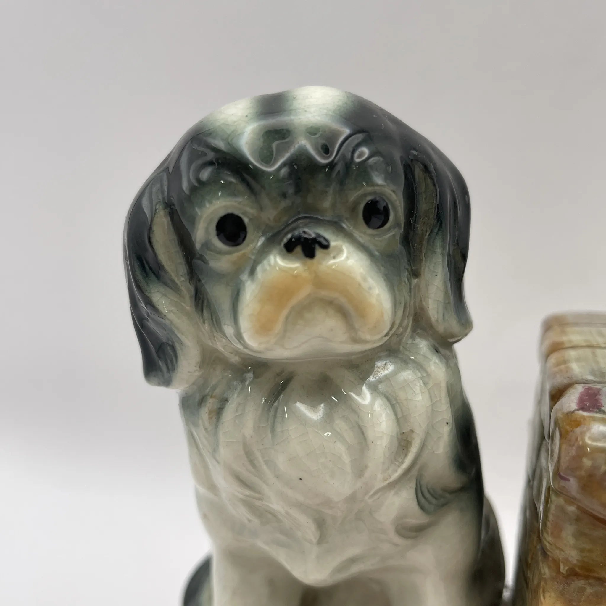 [Vintage] Bookend 2P / Pekingese / Estimated mid-20C / Pottery / Japan