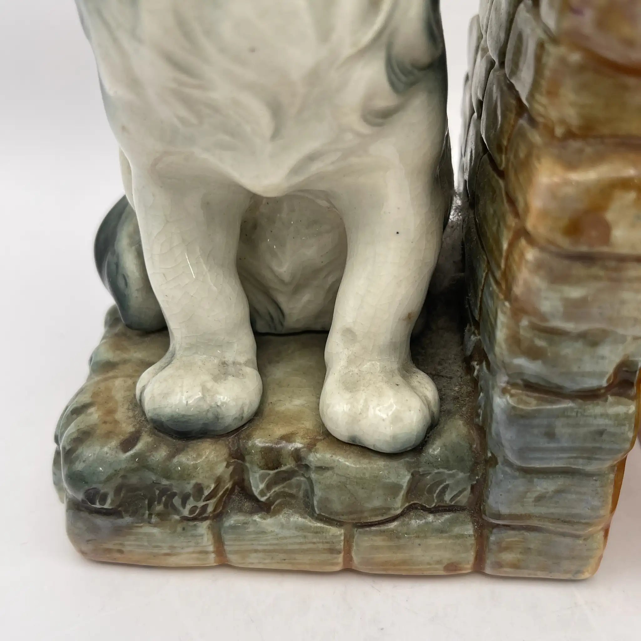 [Vintage] Bookend 2P / Pekingese / Estimated mid-20C / Pottery / Japan