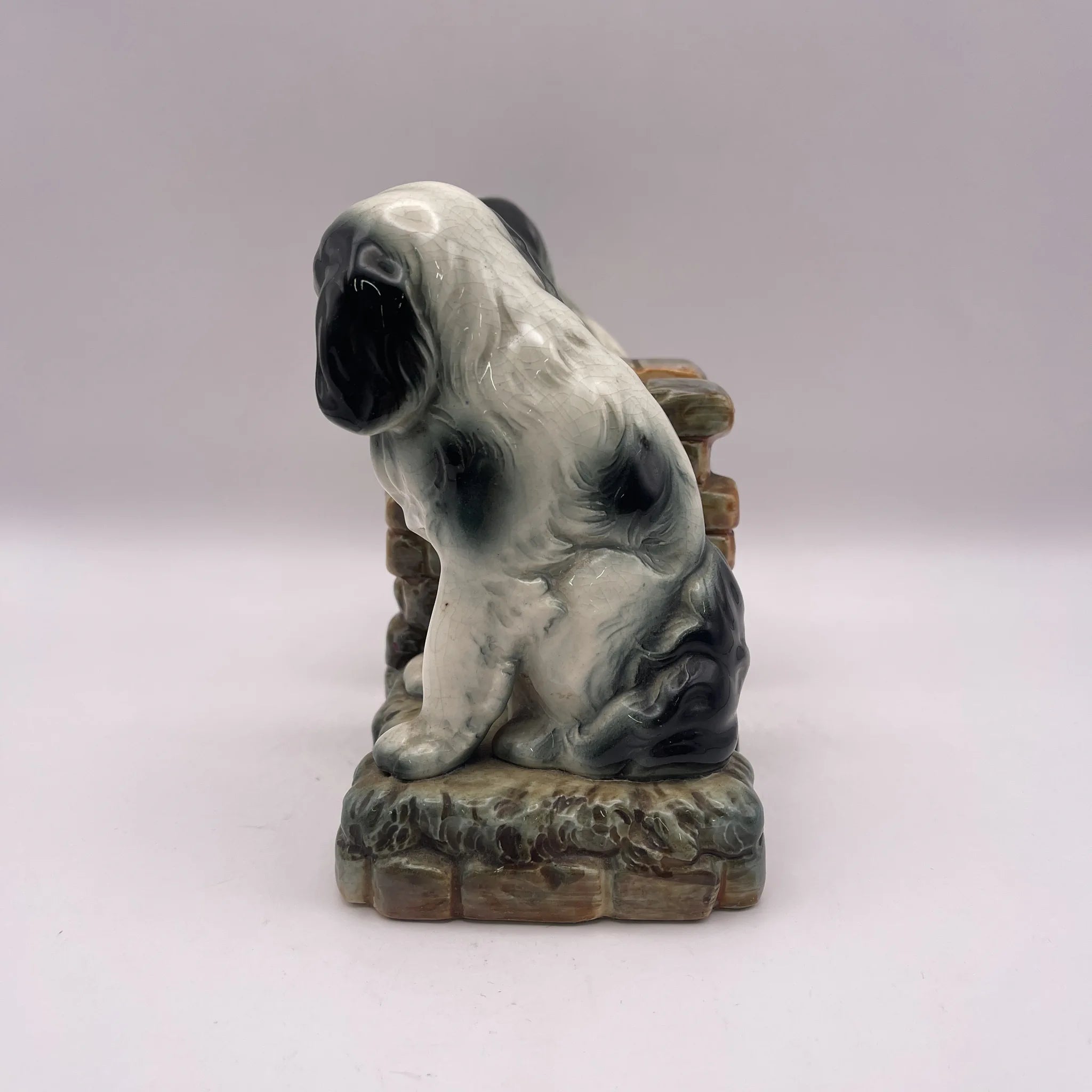 [Vintage] Bookend 2P / Pekingese / Estimated mid-20C / Pottery / Japan