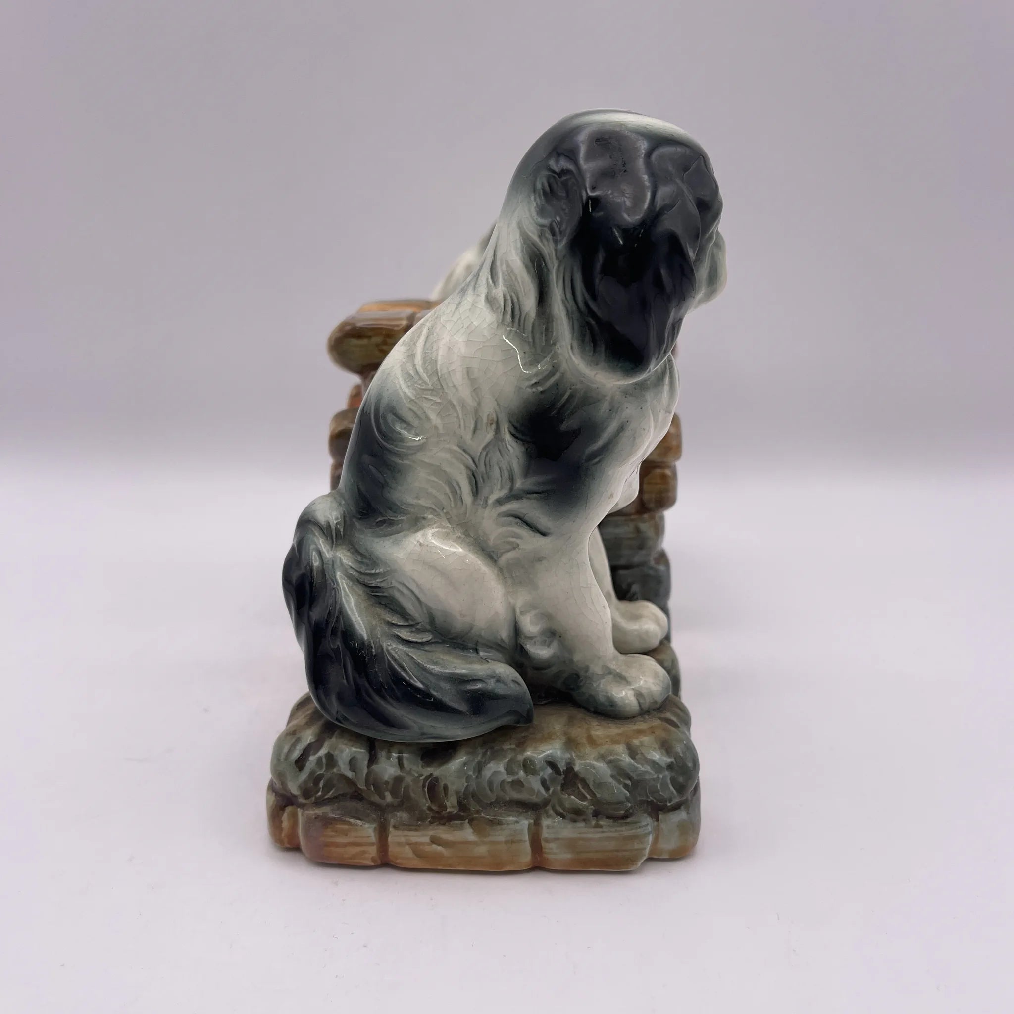 [Vintage] Bookend 2P / Pekingese / Estimated mid-20C / Pottery / Japan
