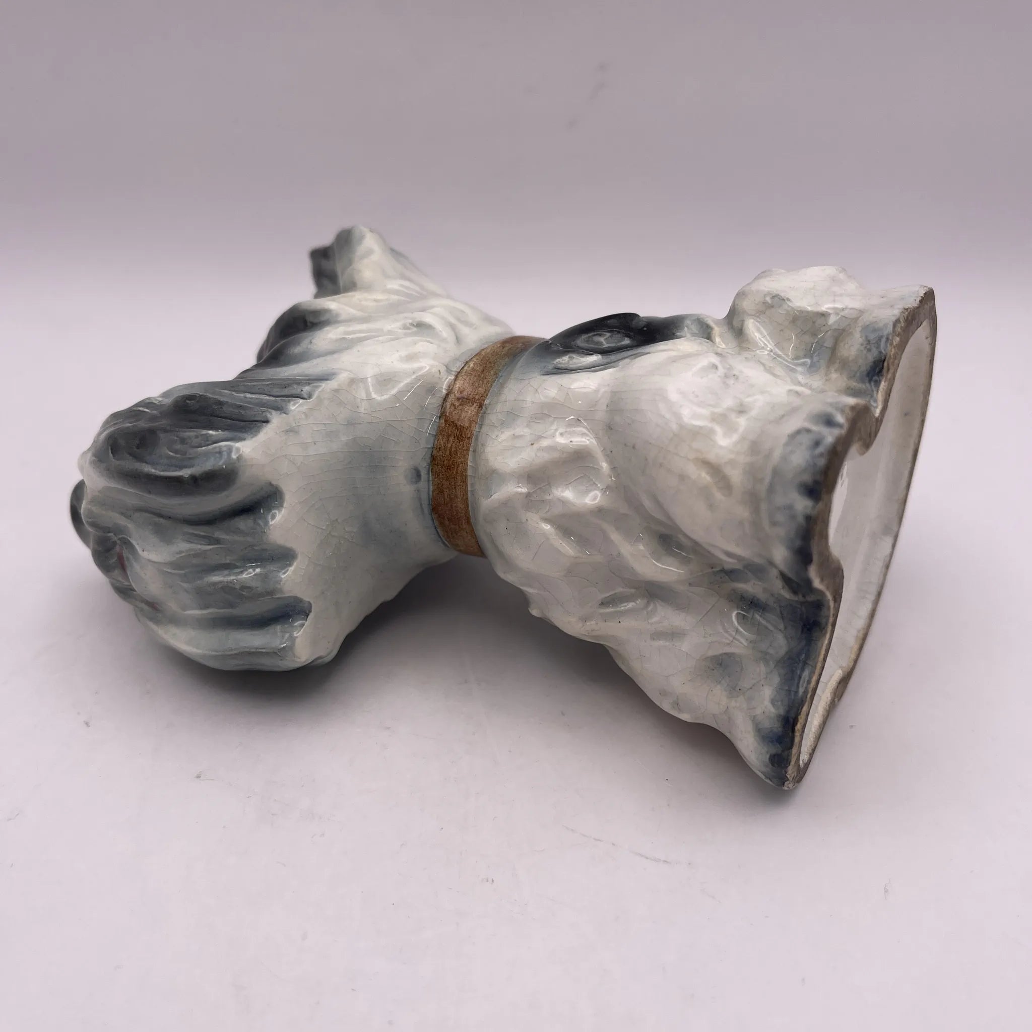 [Vintage] Figurine (ceramic doll) / Schnauzer / Estimated mid-20C / Pottery / Japan