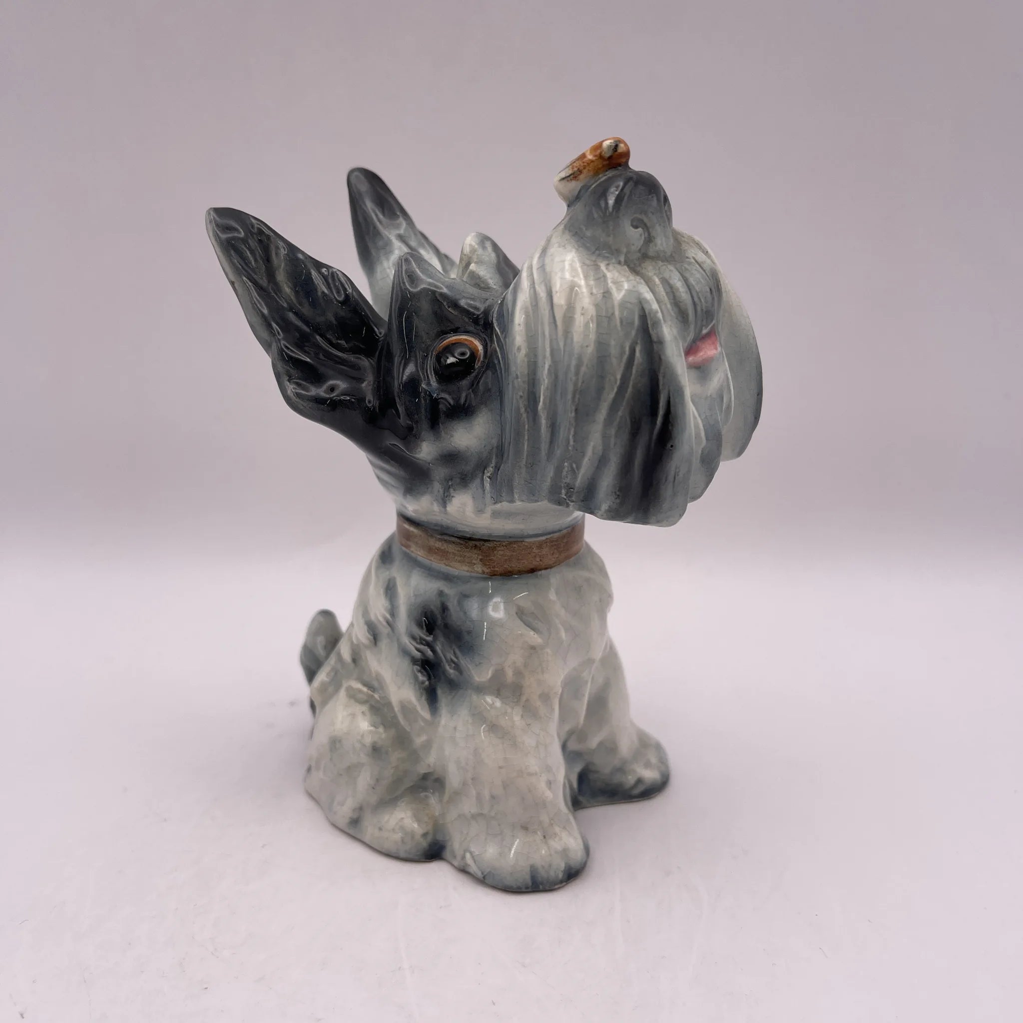 [Vintage] Figurine (ceramic doll) / Schnauzer / Estimated mid-20C / Pottery / Japan