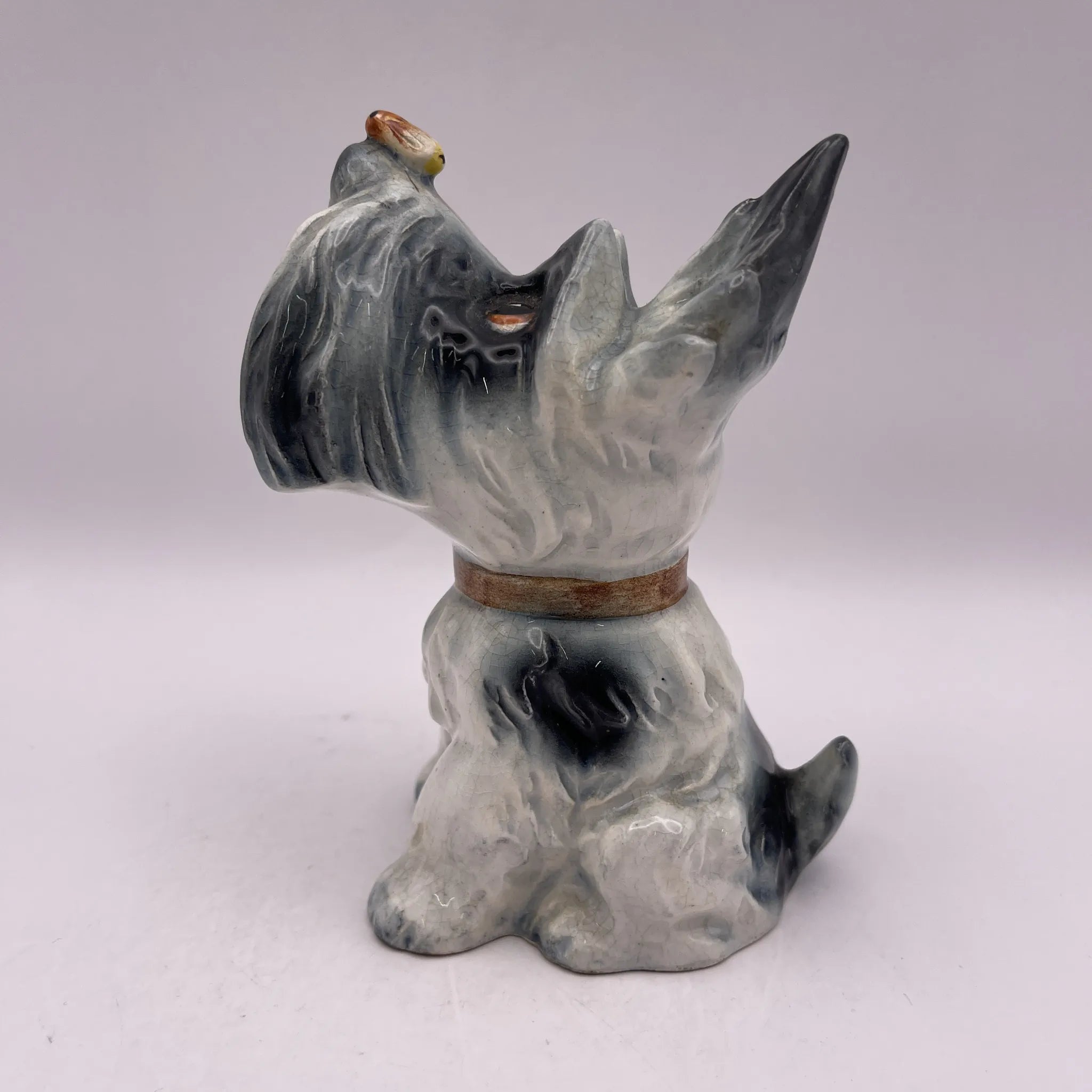 [Vintage] Figurine (ceramic doll) / Schnauzer / Estimated mid-20C / Pottery / Japan