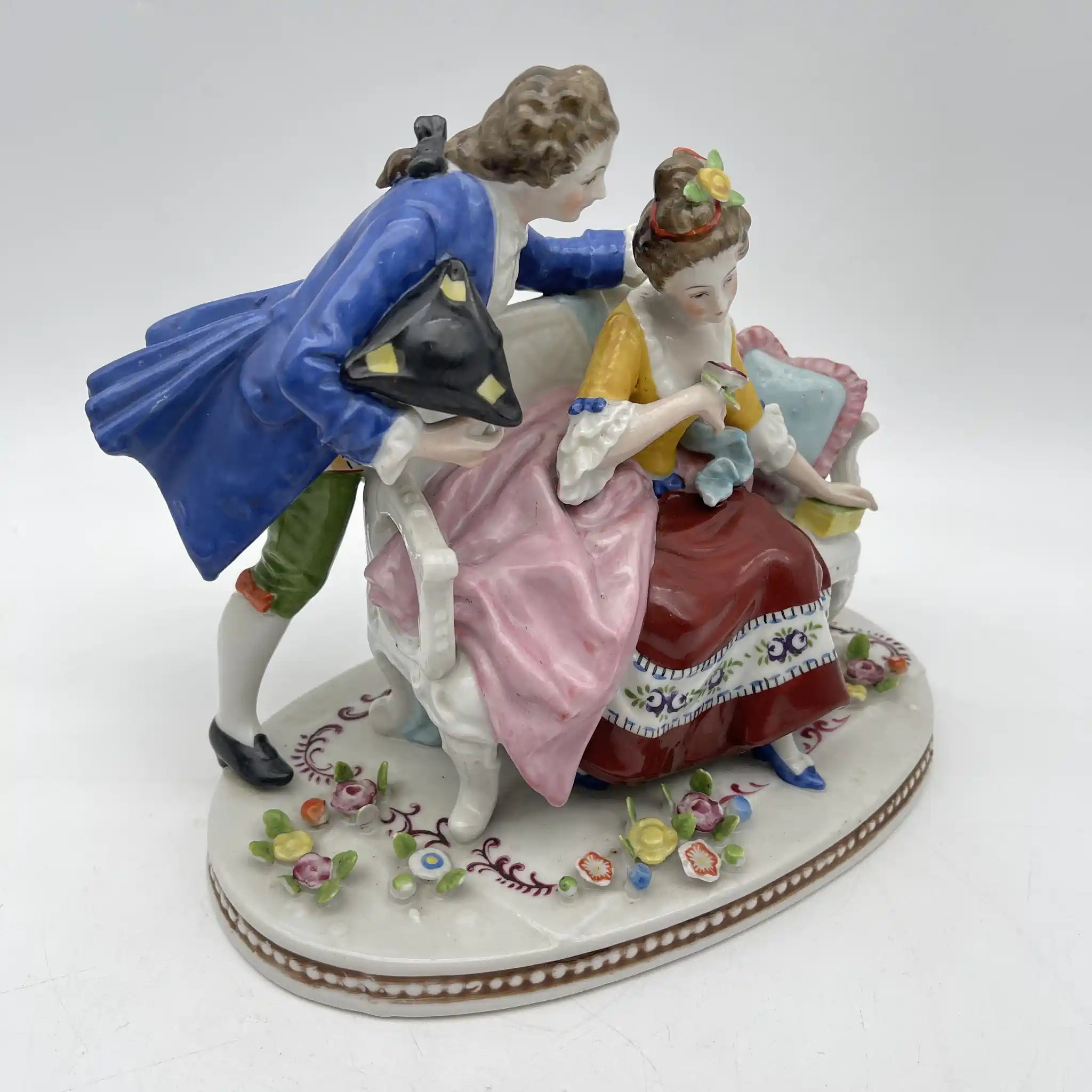 [Vintage] Figurine (ceramic doll) / Estimated mid-20C / Porcelain / Japan / Meissen-Dresden style