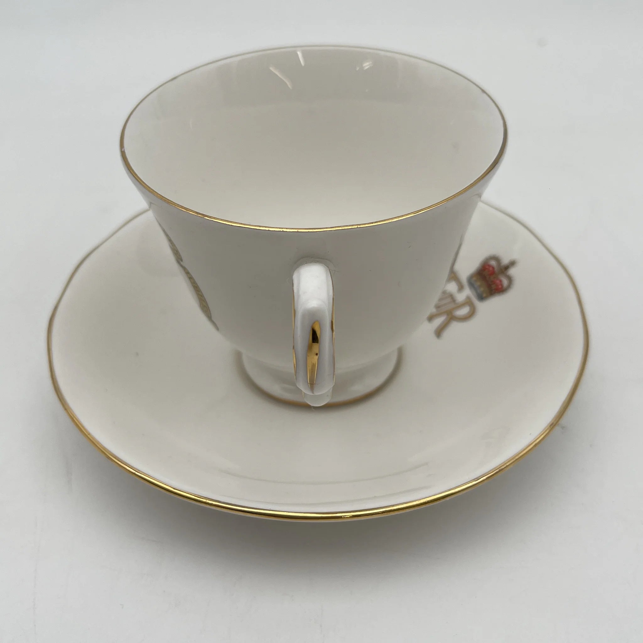 [Vintage] Cup & Saucer / Queen Anne / The Queen's Silver Jubilee 1952-1977 / 1977 / Bone China / England / Queen Elizabeth II, Gold