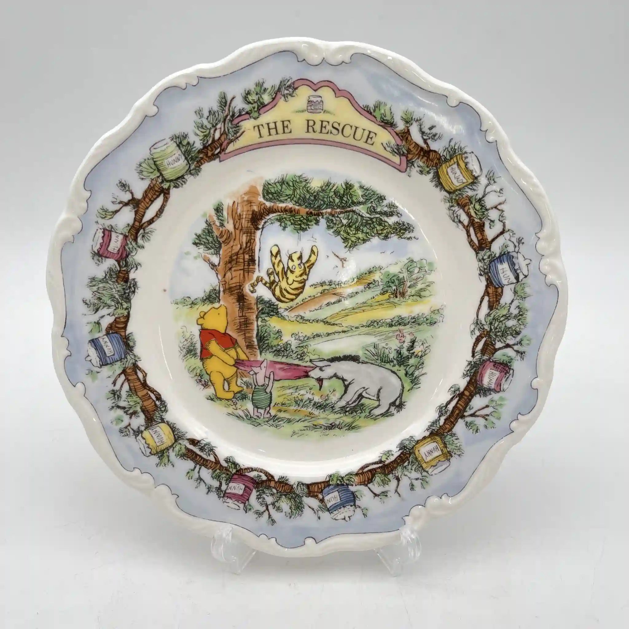 【复古】甜点盘（中盘）/ Royal Doulton / The Winnie The Pooh Collection / The Rescue /估计1990s / Bone China /英国/ John Finnie