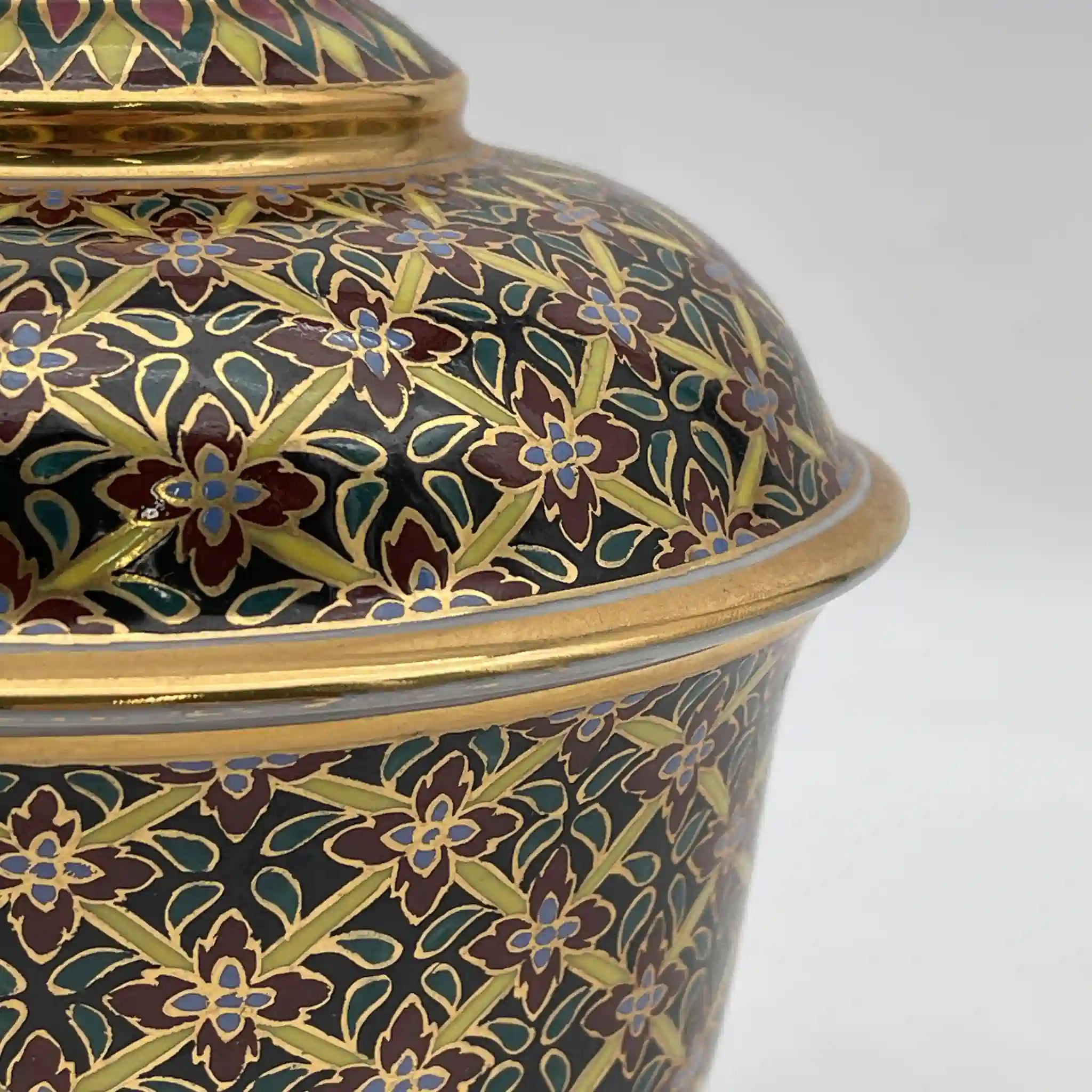 アンテーク　タイ　ベンジャロン焼き　陶器 蓋付き容器 タイ伝統工芸 ベンジャロン焼き 蓋付き小物入れ 箱入り - メルカリ