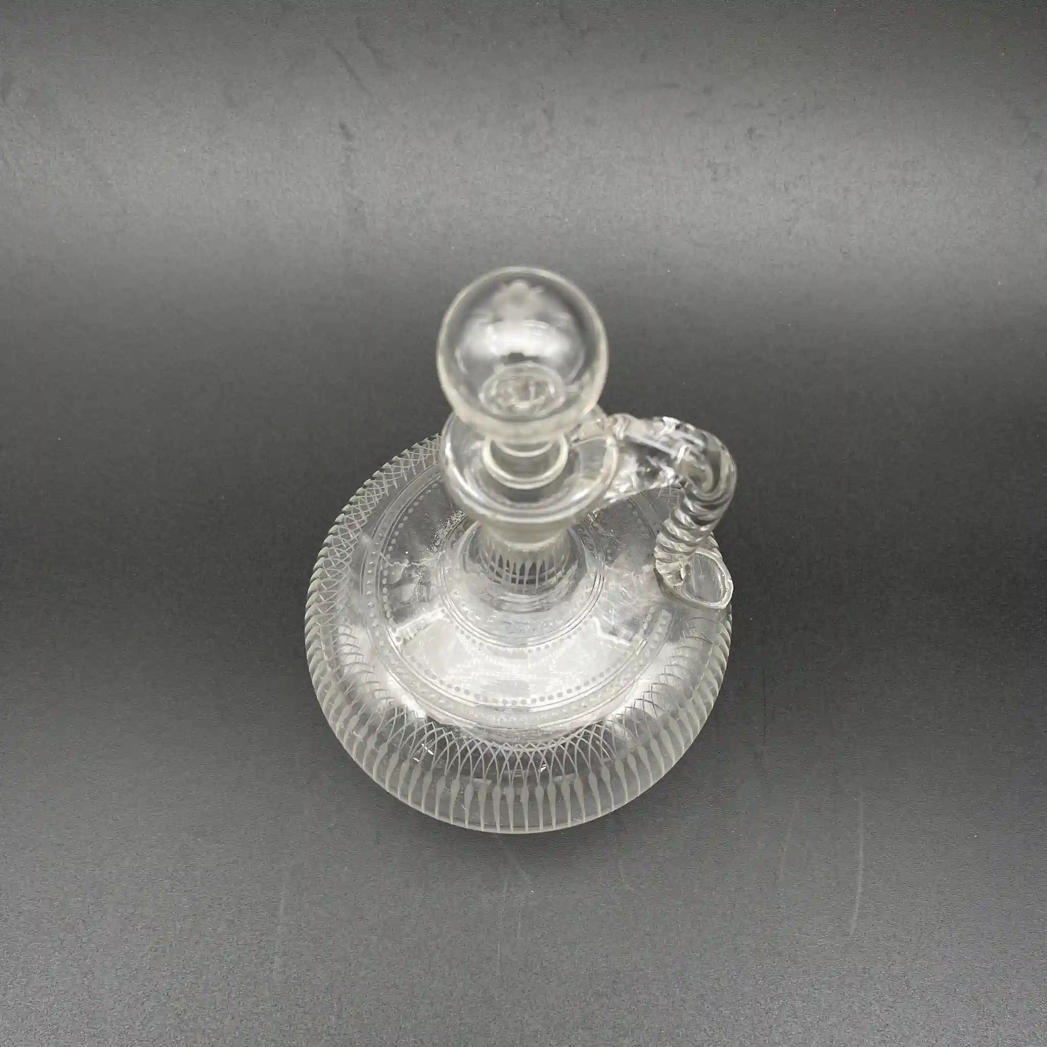 [Antique] Decanter / Estimated around 1900 / Crystal glass / Europe / Etching, twist handle