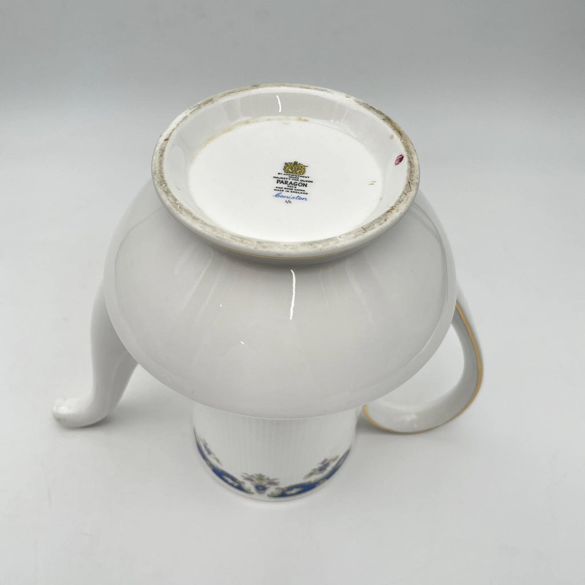 [Vintage] Coffee pot / Paragon / Coniston / Estimated mid-20C / Fine Bone China / England / Fluted, Cobalt, Small flower