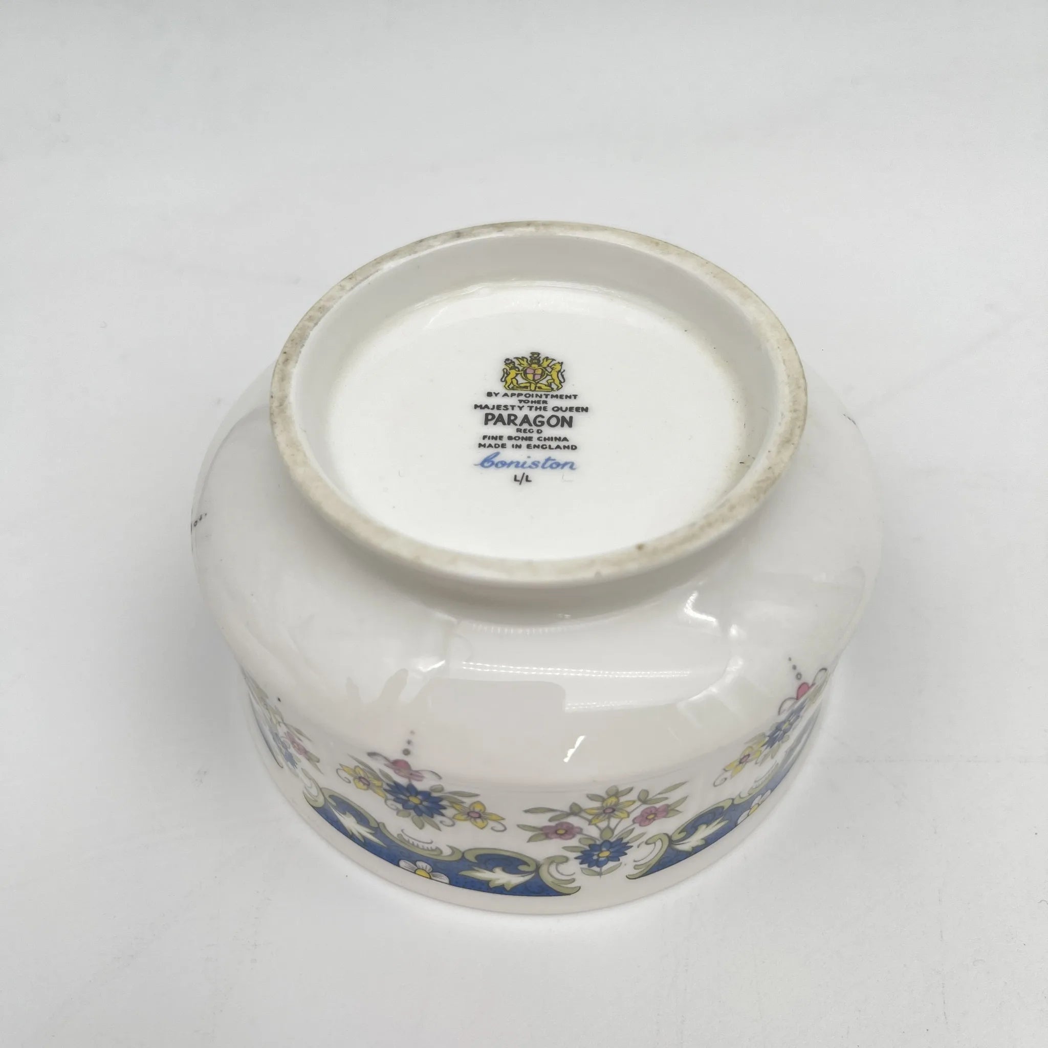 [Vintage] Sugar Bowl / Paragon / Coniston / Estimated mid-20C / Fine Bone China / England / Fluted, Cobalt, Small flower