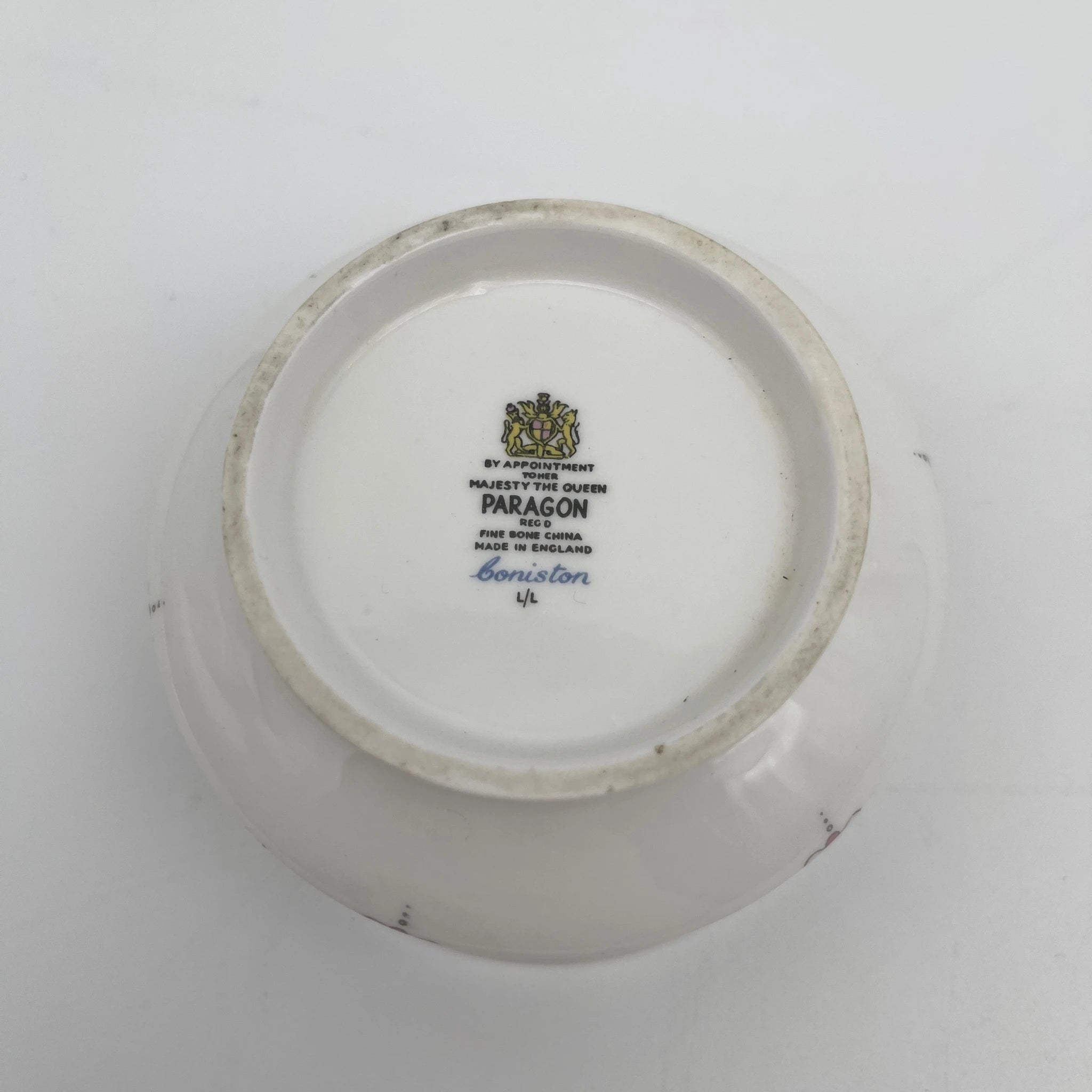 [Vintage] Sugar Bowl / Paragon / Coniston / Estimated mid-20C / Fine Bone China / England / Fluted, Cobalt, Small flower