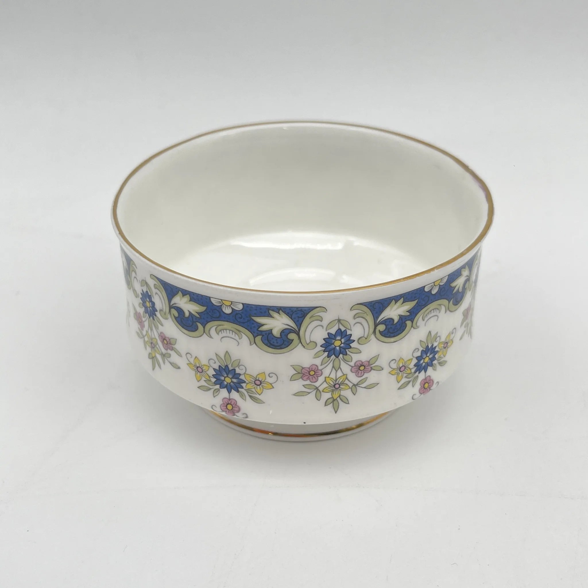 【复古】糖碗/ Paragon / Coniston /估计20c中期/ Fine Bone China /英国/果味，钴，小花
