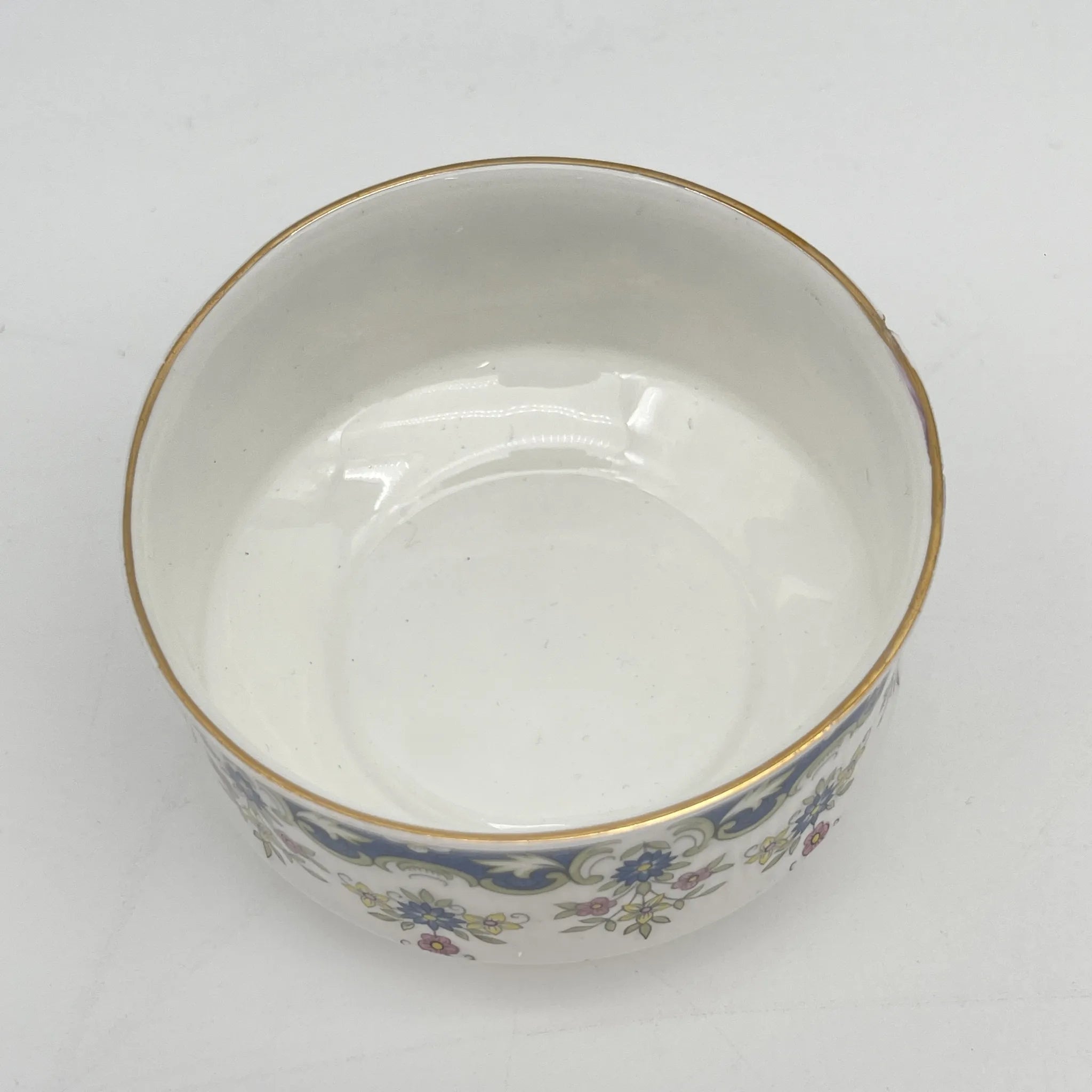 [Vintage] Sugar Bowl / Paragon / Coniston / Estimated mid-20C / Fine Bone China / England / Fluted, Cobalt, Small flower