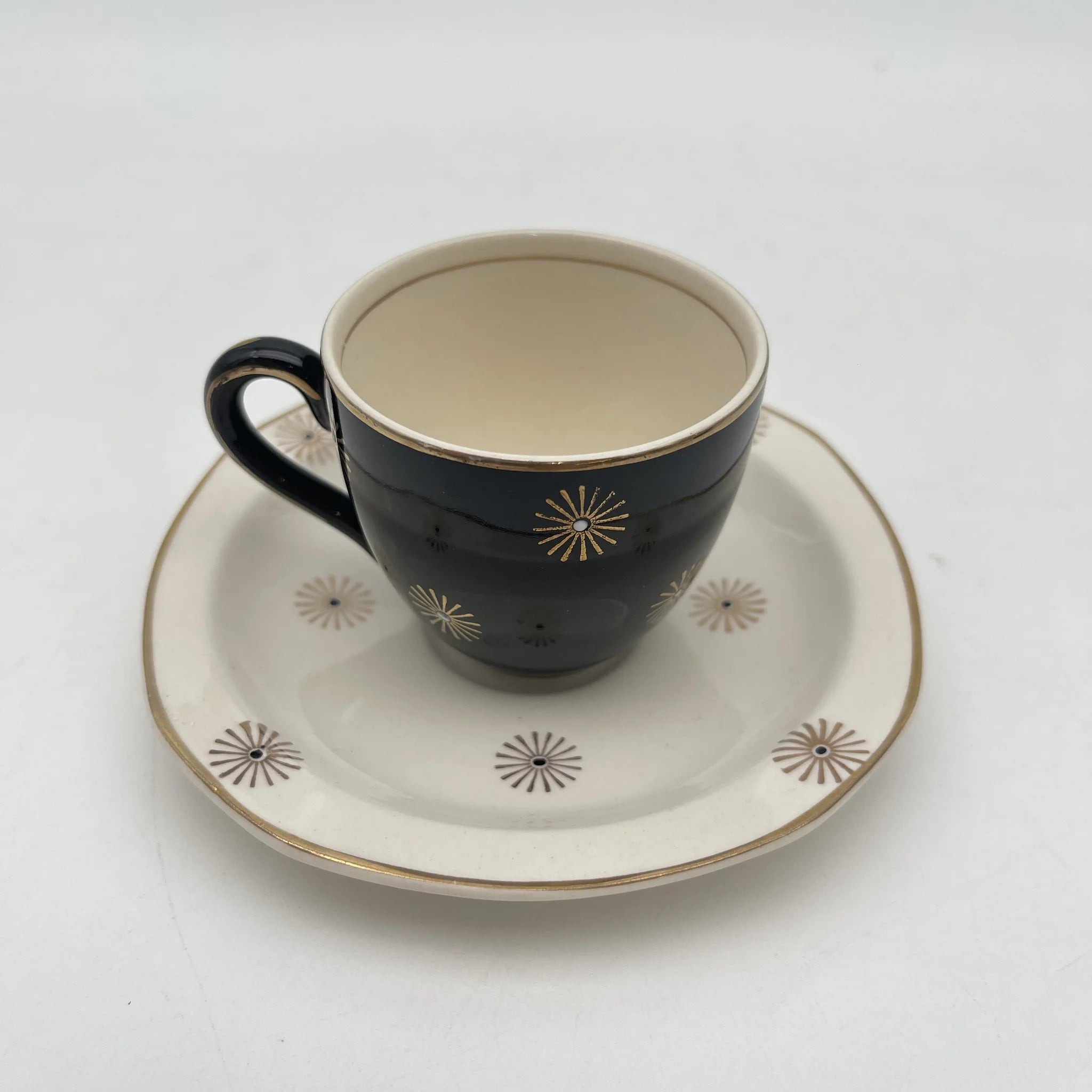 [Vintage] Cup & saucer 2P / Alfred Meakin / Midnight Star / Estimated mid-20C / Ironstone / England / Mid-century, Starburst