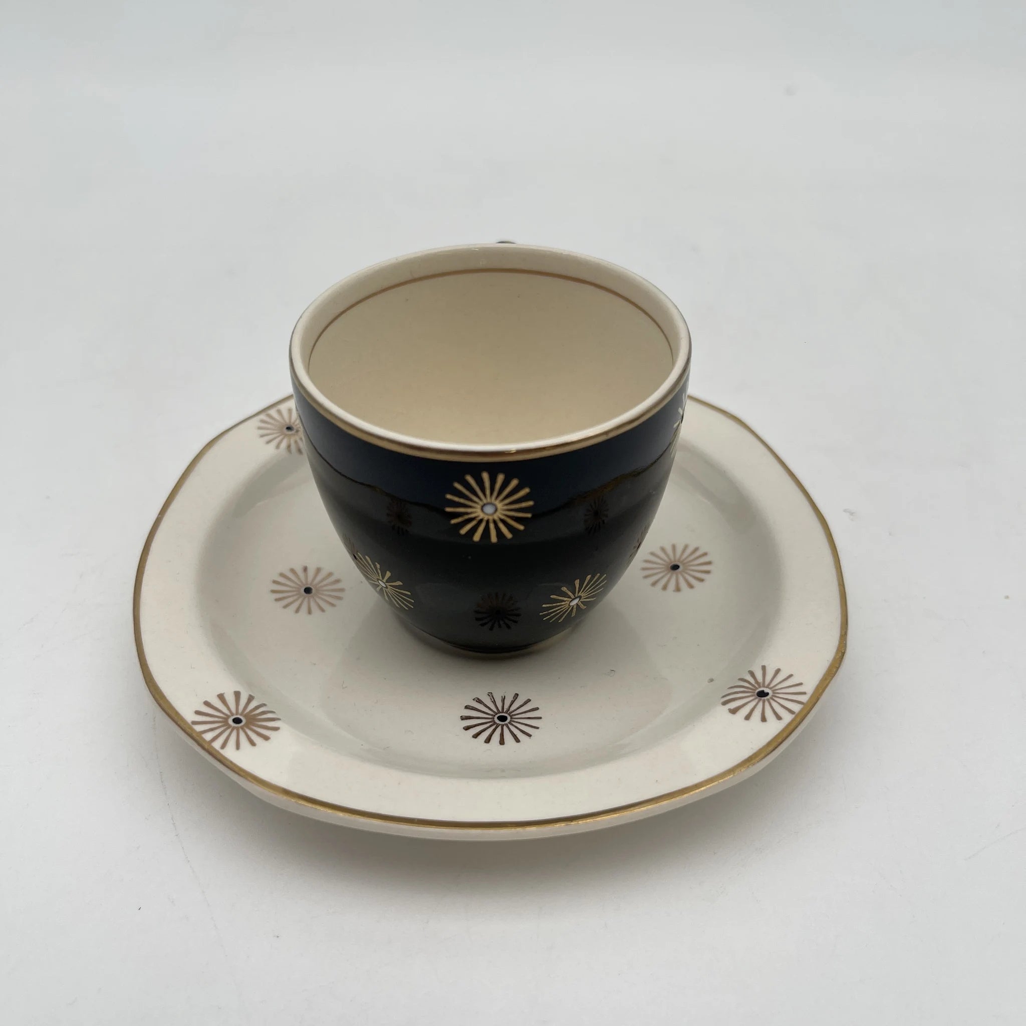 [Vintage] Cup & saucer 2P / Alfred Meakin / Midnight Star / Estimated mid-20C / Ironstone / England / Mid-century, Starburst