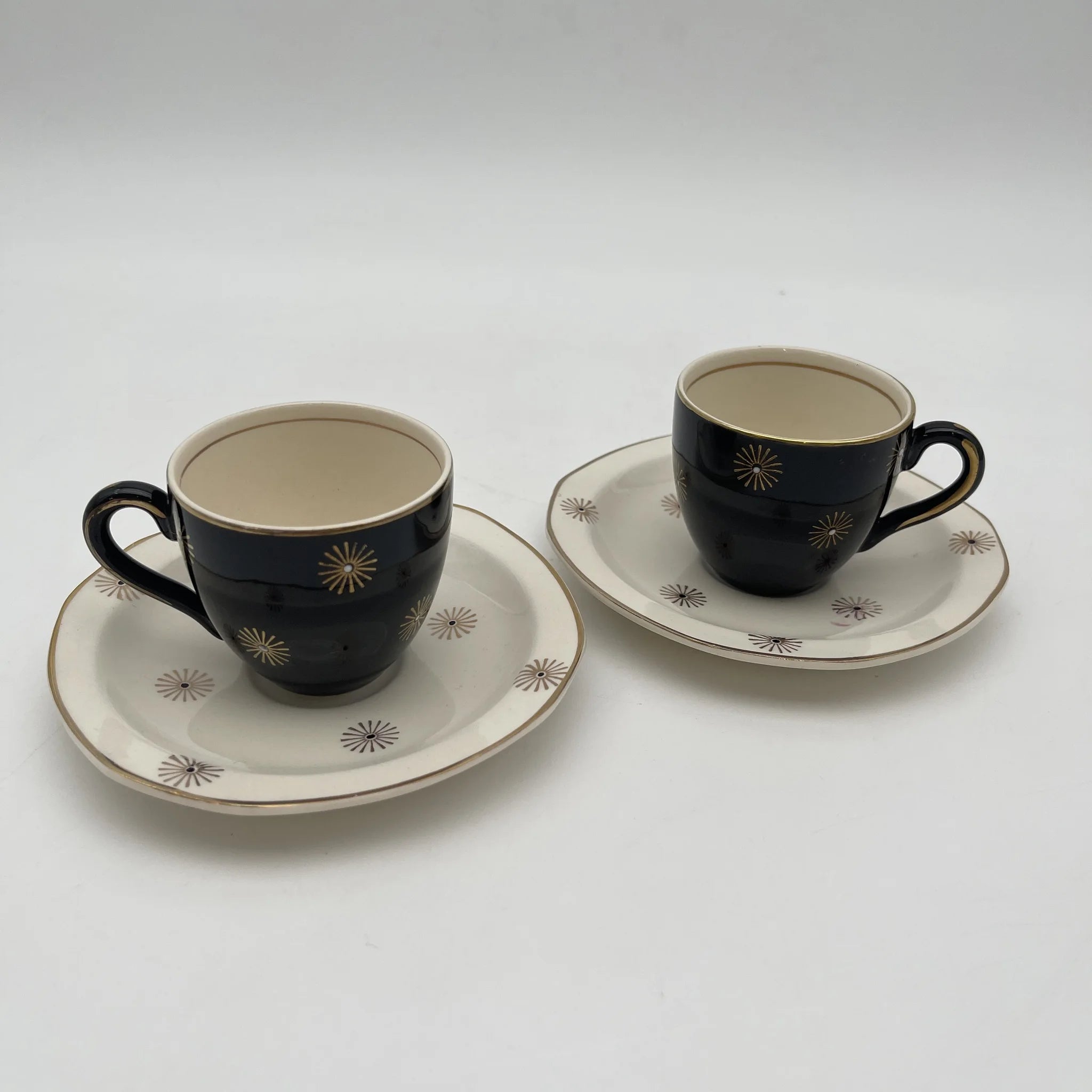 [Vintage] Cup & saucer 2P / Alfred Meakin / Midnight Star / Estimated mid-20C / Ironstone / England / Mid-century, Starburst