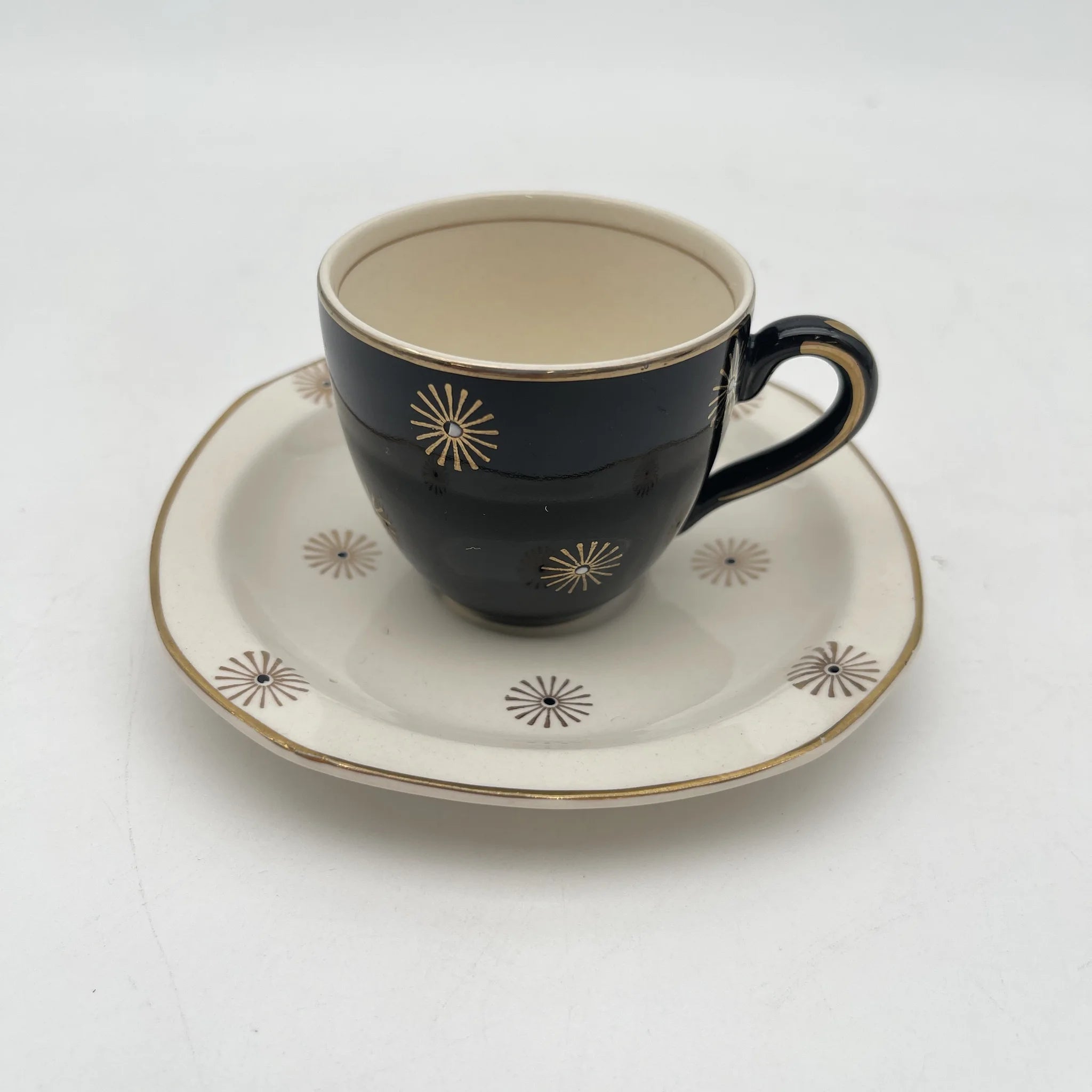 [Vintage] Cup & saucer 2P / Alfred Meakin / Midnight Star / Estimated mid-20C / Ironstone / England / Mid-century, Starburst