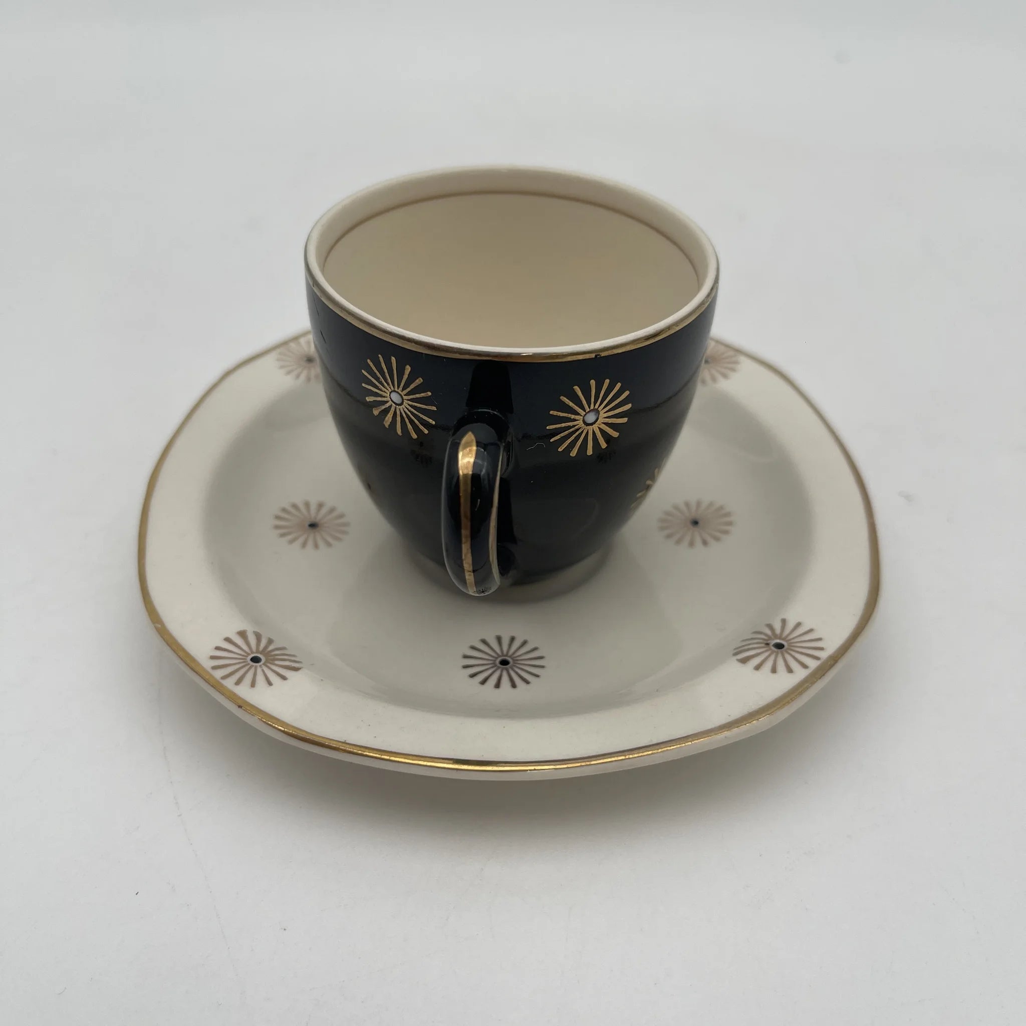 [Vintage] Cup & saucer 2P / Alfred Meakin / Midnight Star / Estimated mid-20C / Ironstone / England / Mid-century, Starburst