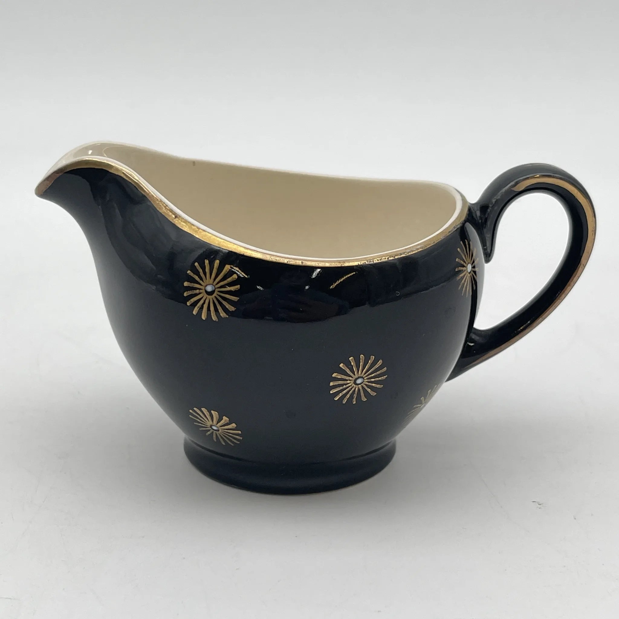 【复古】牛奶壶/ Alfred Meakin / Midnight Star /估计20c中期/铁石/英国/中世纪， 星爆