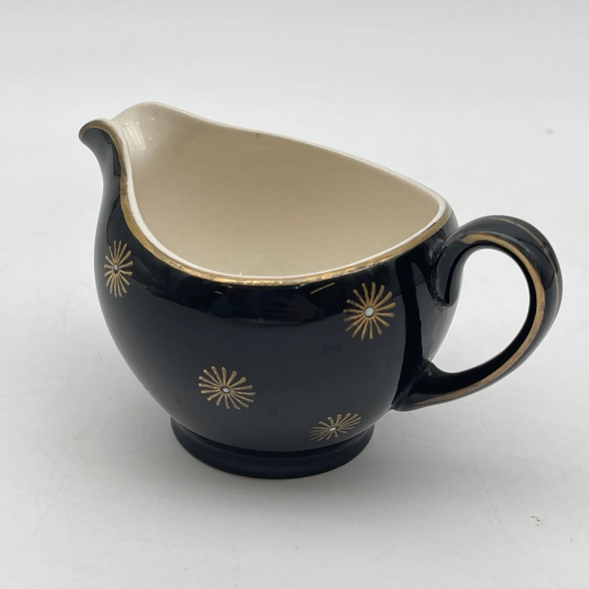 【复古】牛奶壶/ Alfred Meakin / Midnight Star /估计20c中期/铁石/英国/中世纪， 星爆