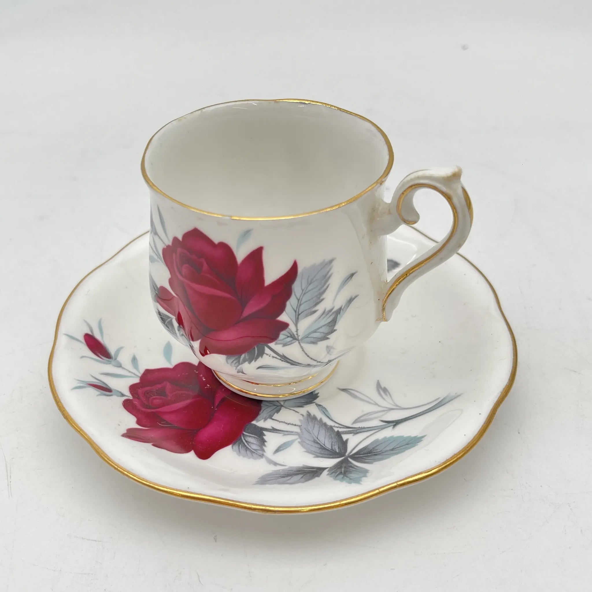【复古】杯&碟子/ Royal Albert / Sweet Romance /估计20c中期/ Bone China /英国/玫瑰