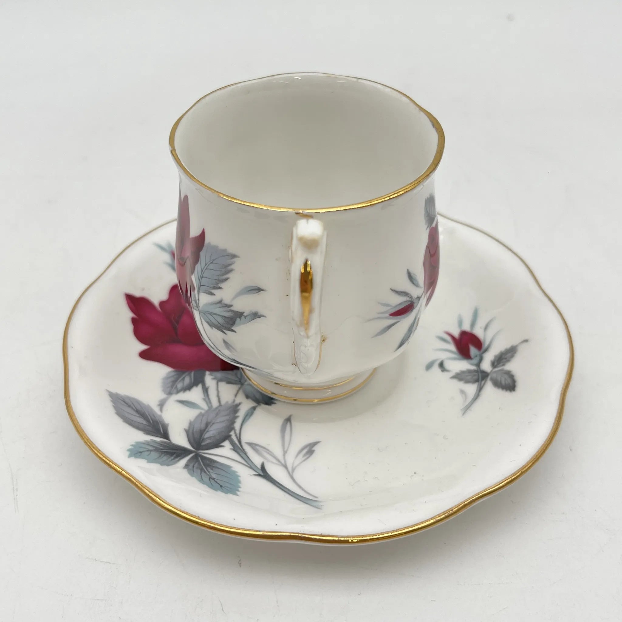 【复古】杯&碟子/ Royal Albert / Sweet Romance /估计20c中期/ Bone China /英国/玫瑰