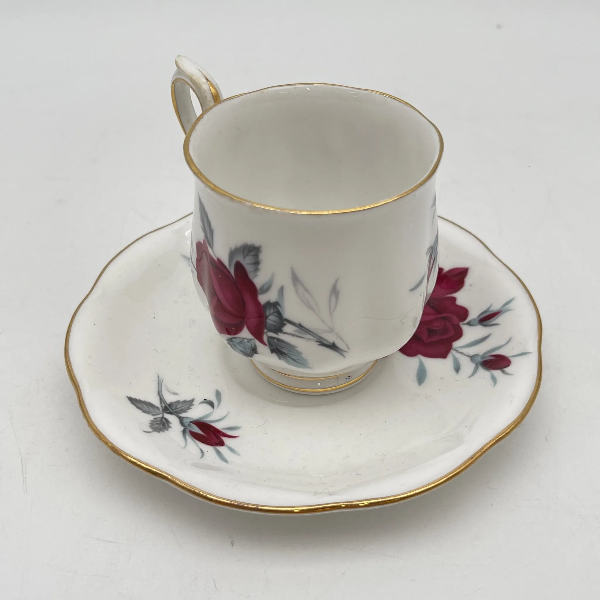 【复古】杯&碟子/ Royal Albert / Sweet Romance /估计20c中期/ Bone China /英国/玫瑰