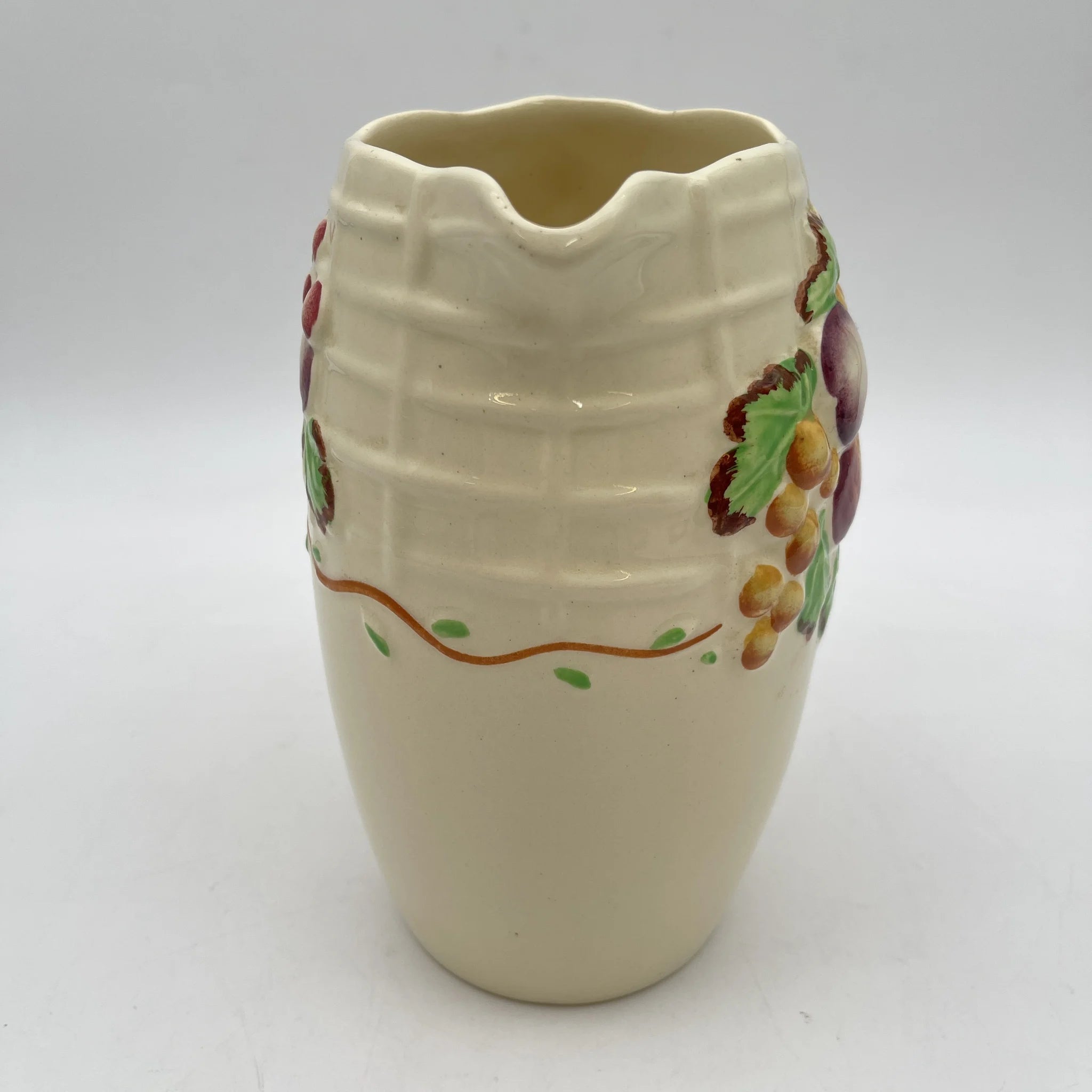 [Antique] Jug / A.J. Wilkinson / Estimated mid-20C / Pottery / England / Embossed, Fruit Basket
