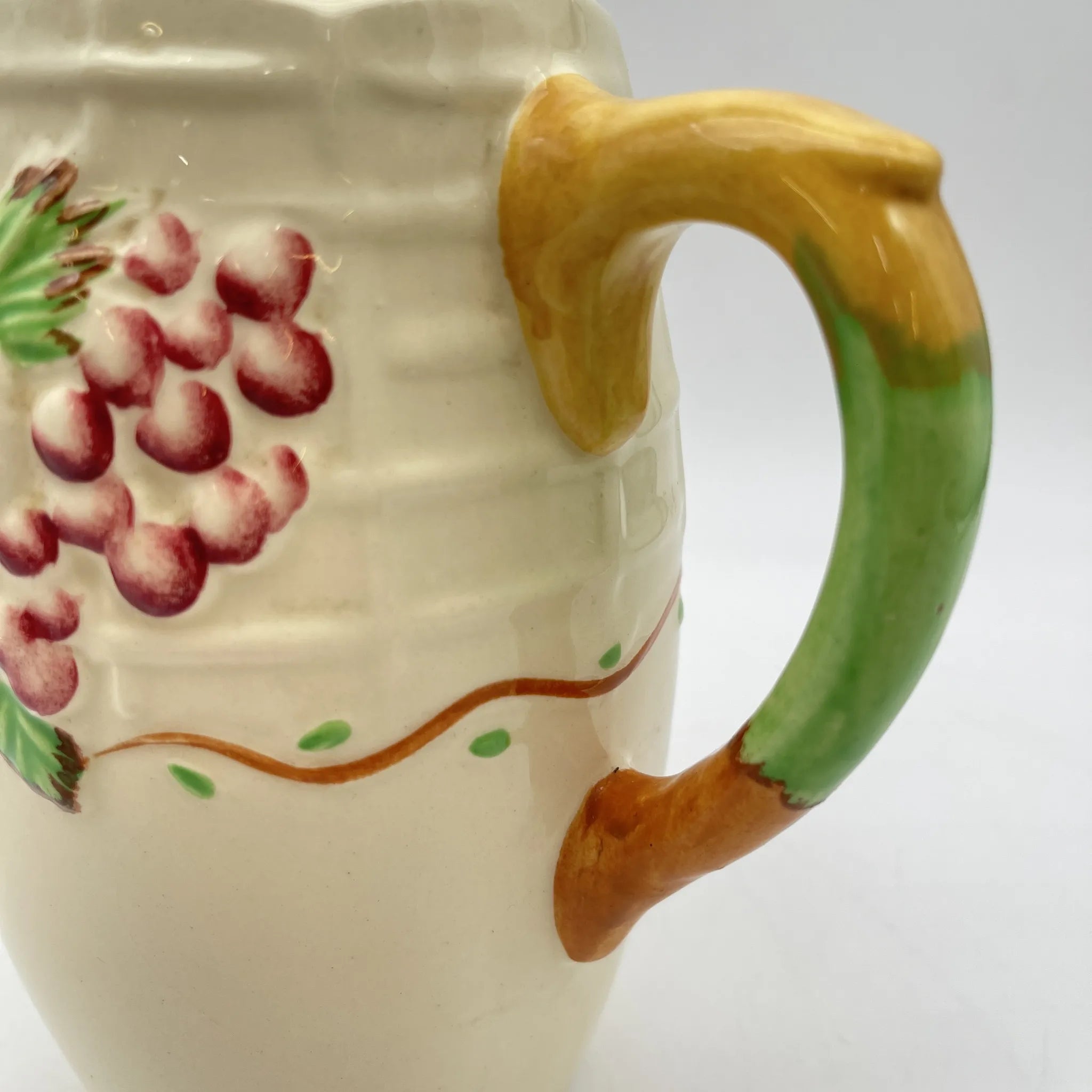 [Antique] Jug / A.J. Wilkinson / Estimated mid-20C / Pottery / England / Embossed, Fruit Basket