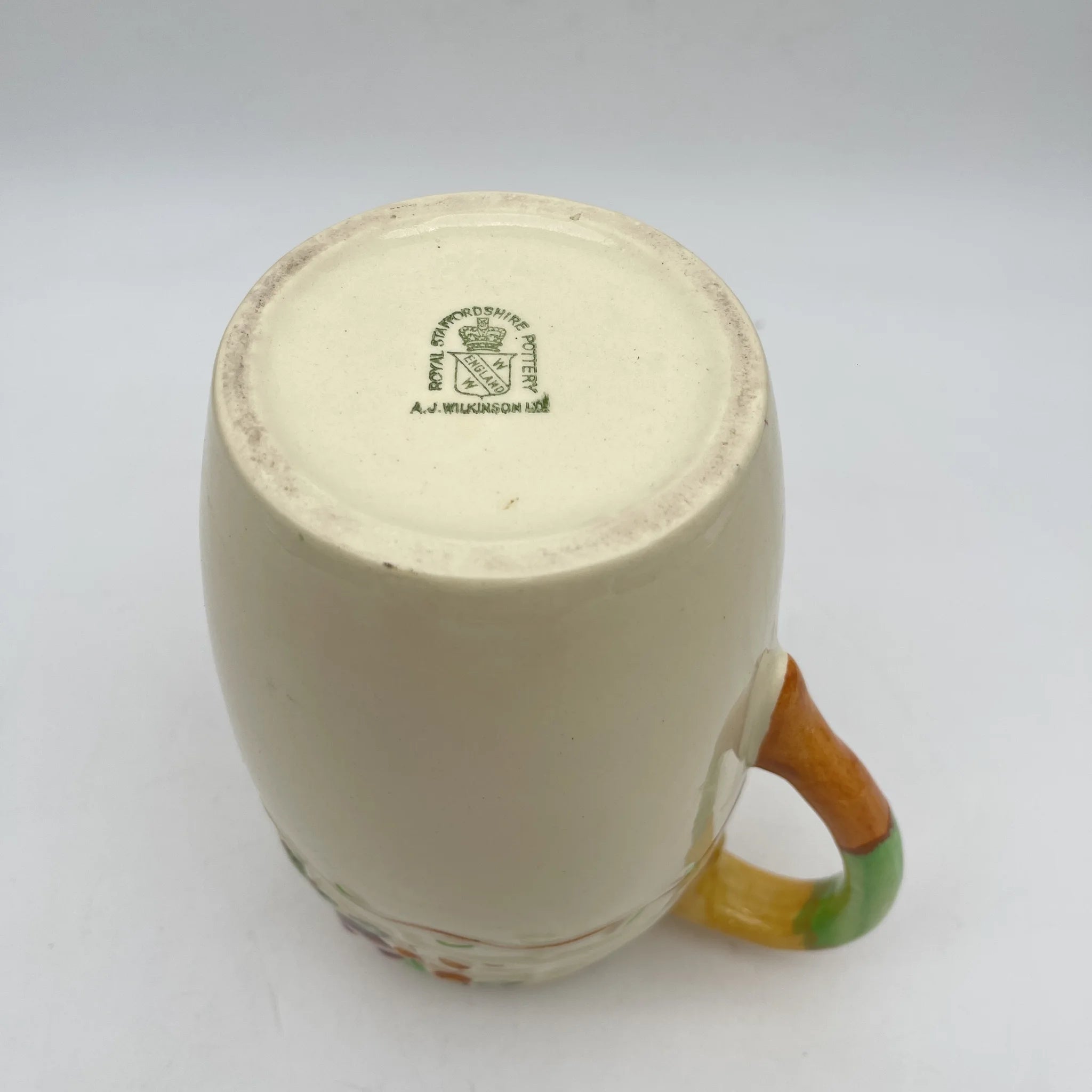 [Antique] Jug / A.J. Wilkinson / Estimated mid-20C / Pottery / England / Embossed, Fruit Basket
