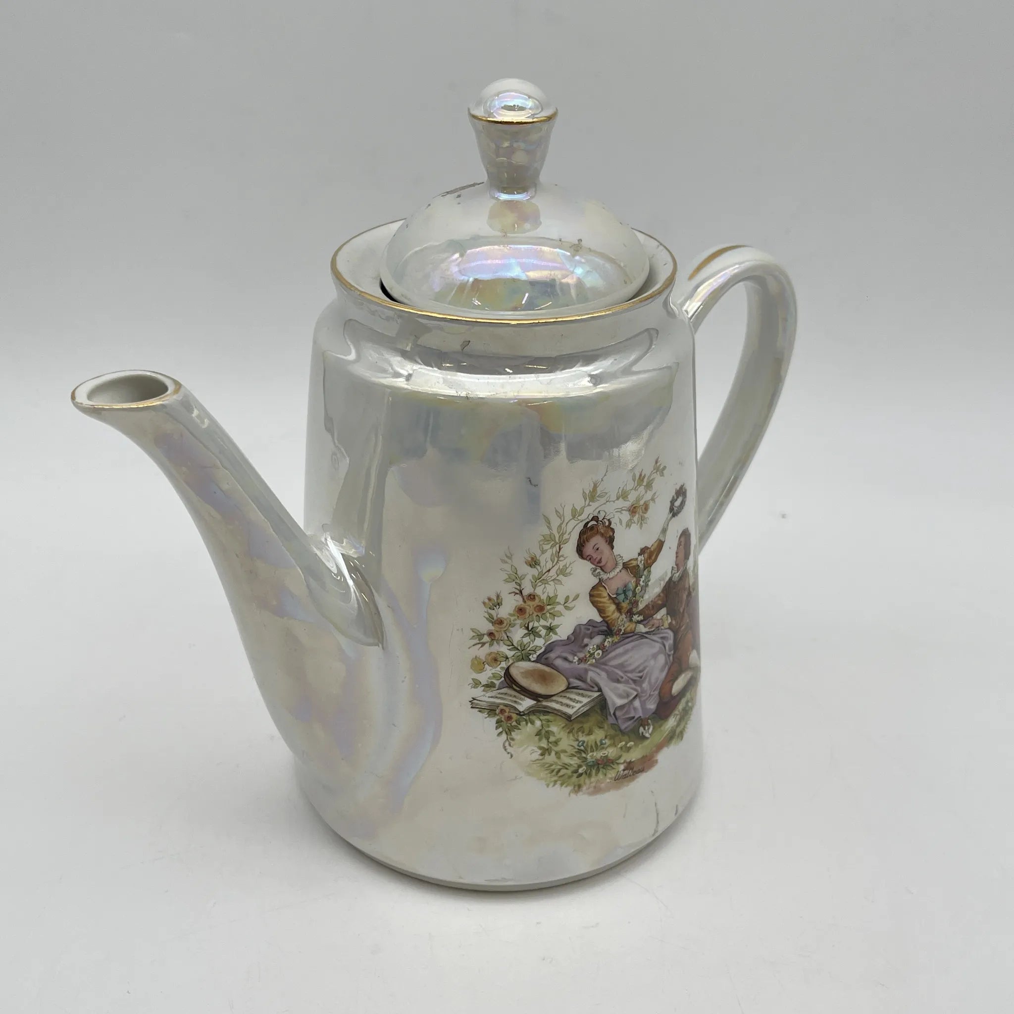 [Vintage] Coffee pot / Estimated mid-20C / Porcelain / Europe / Fête Gallant