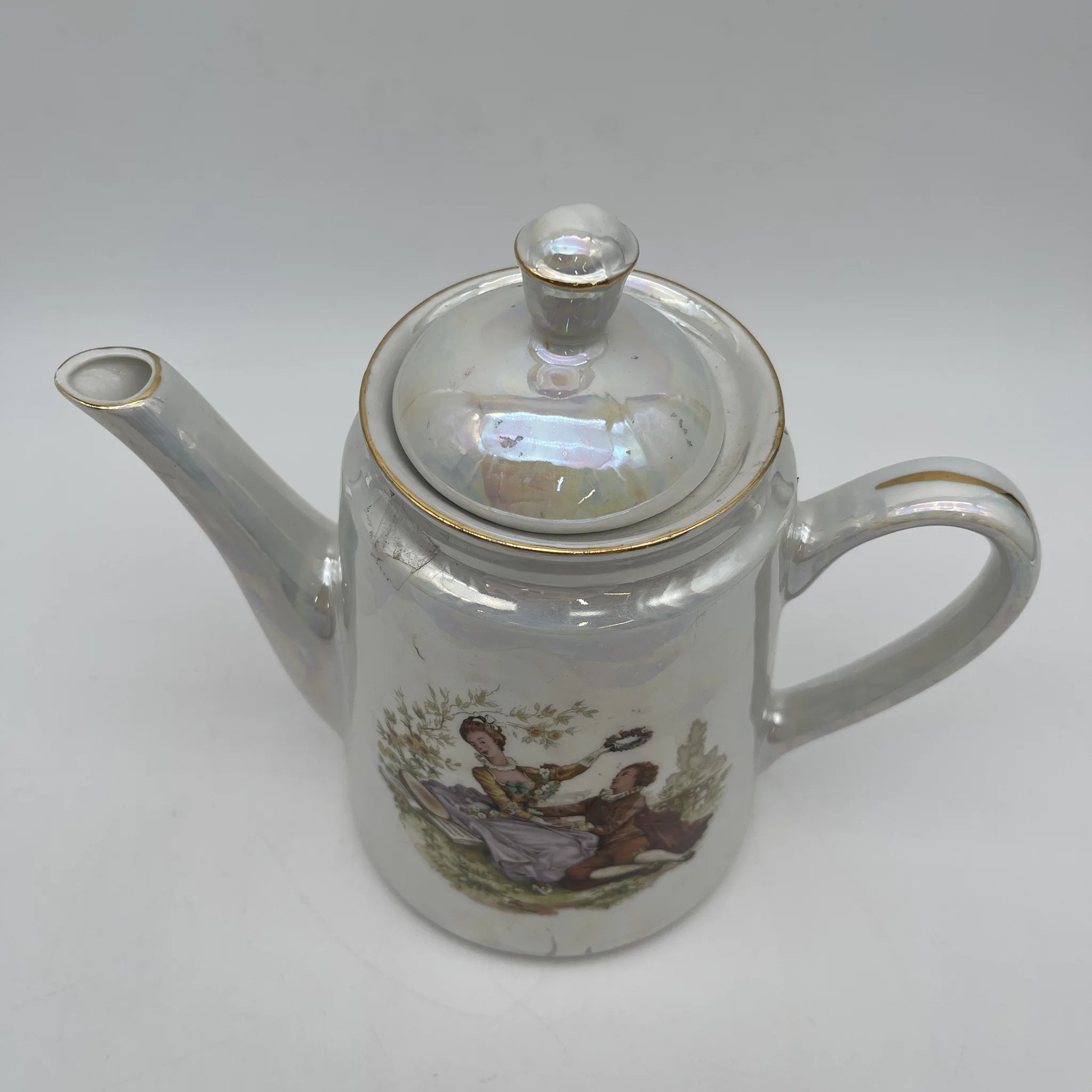 [Vintage] Coffee pot / Estimated mid-20C / Porcelain / Europe / Fête Gallant
