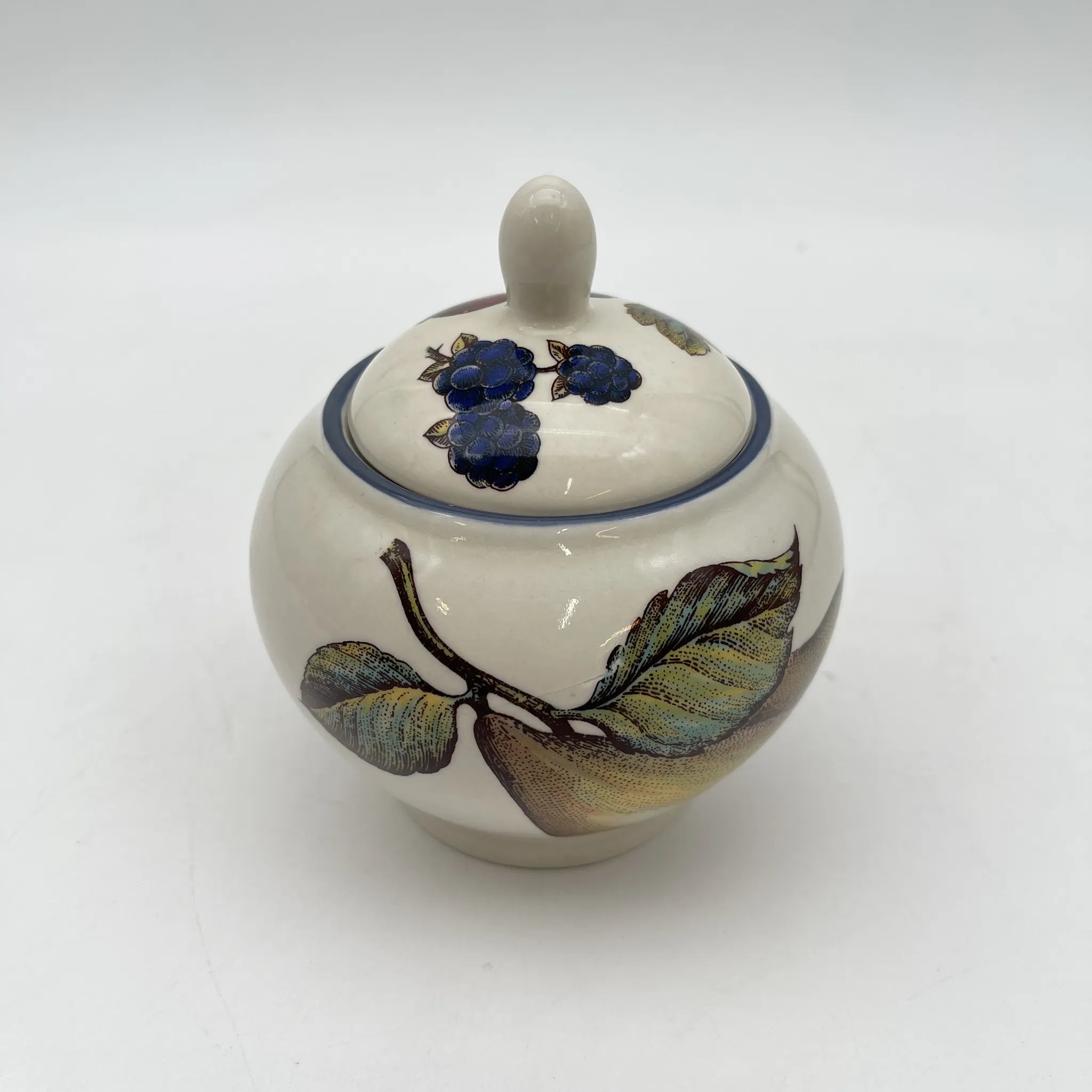 [Vintage] Sugar Bowl / Staffordshire Tableware / Autumn Fayre / Estimated Late 20C / Pottery / England / Fruit