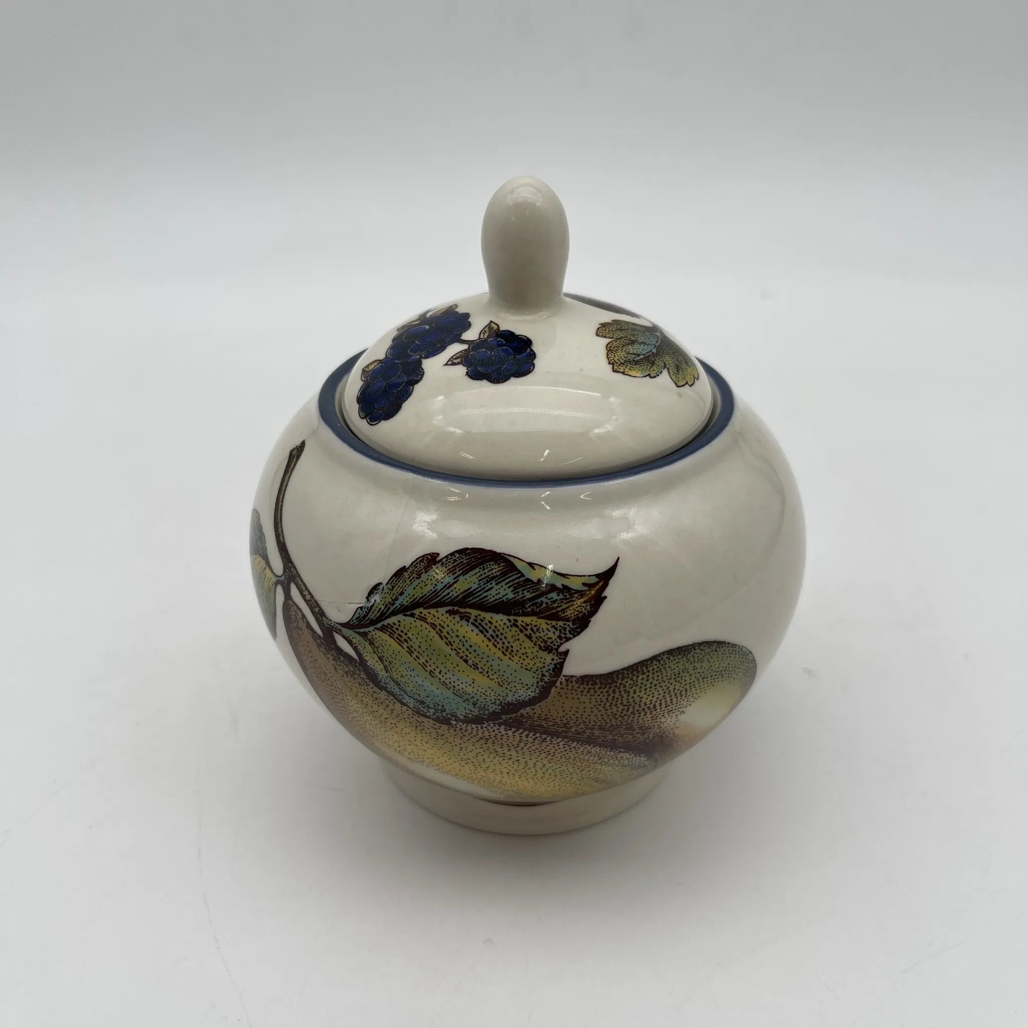 [Vintage] Sugar Bowl / Staffordshire Tableware / Autumn Fayre / Estimated Late 20C / Pottery / England / Fruit