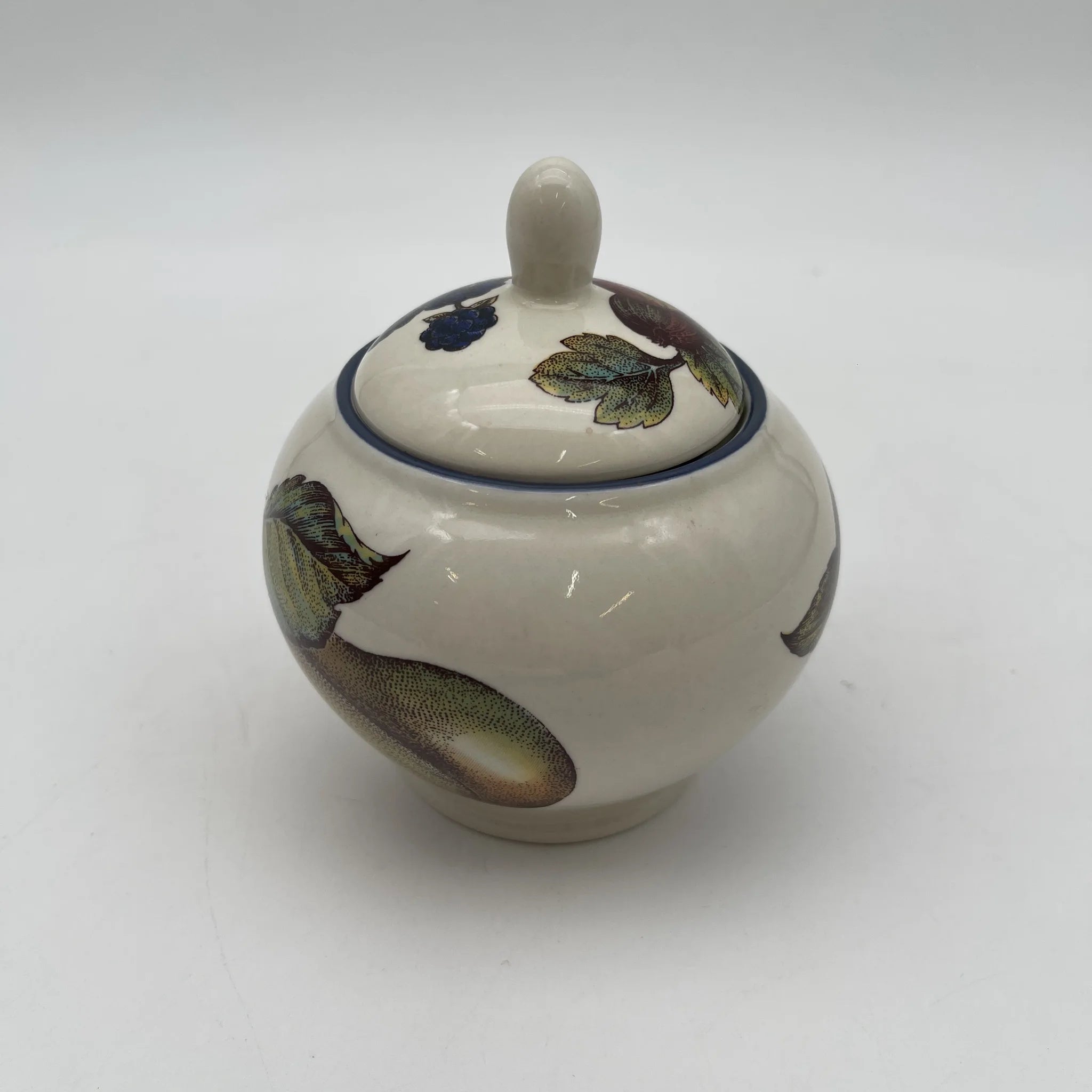 [Vintage] Sugar Bowl / Staffordshire Tableware / Autumn Fayre / Estimated Late 20C / Pottery / England / Fruit