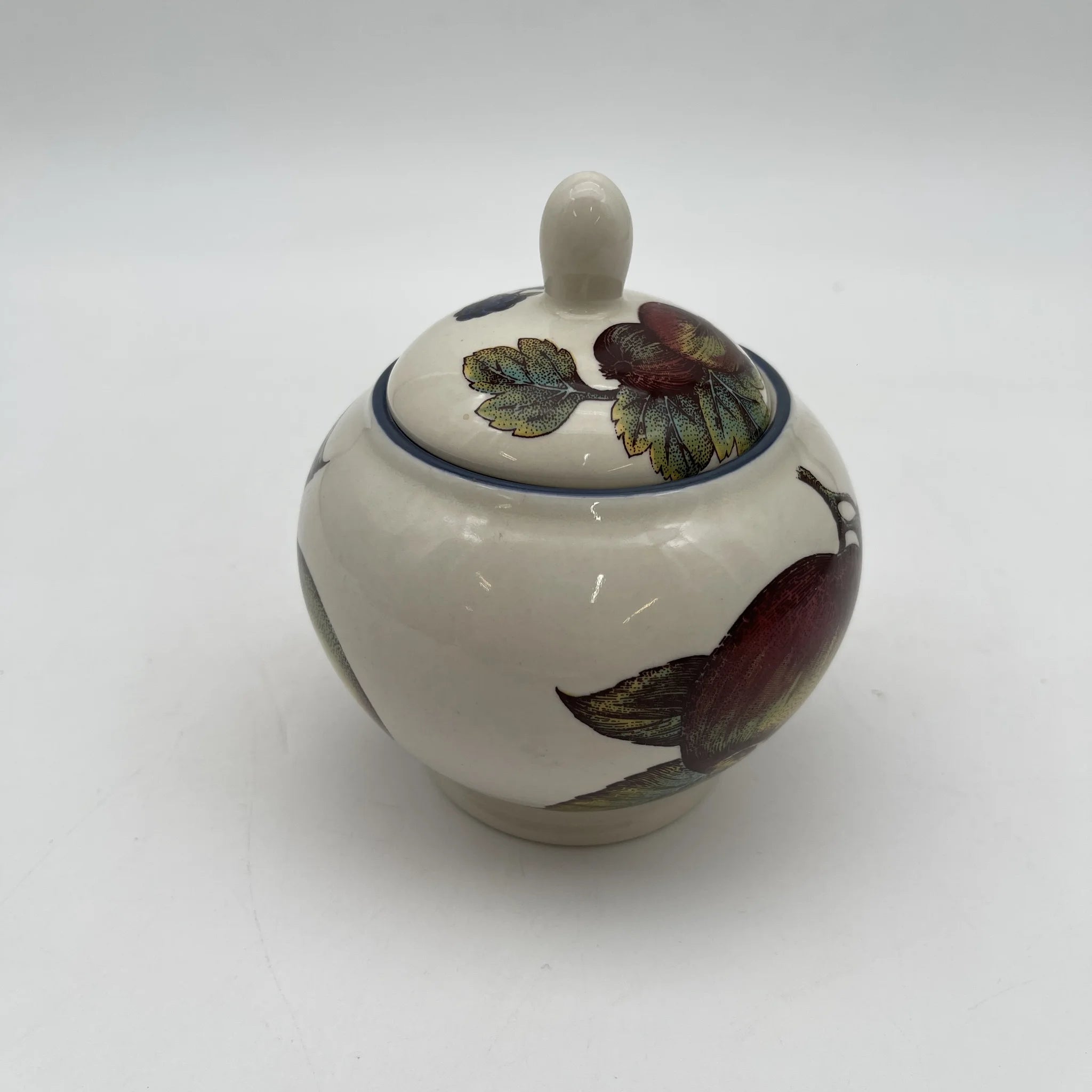 [Vintage] Sugar Bowl / Staffordshire Tableware / Autumn Fayre / Estimated Late 20C / Pottery / England / Fruit