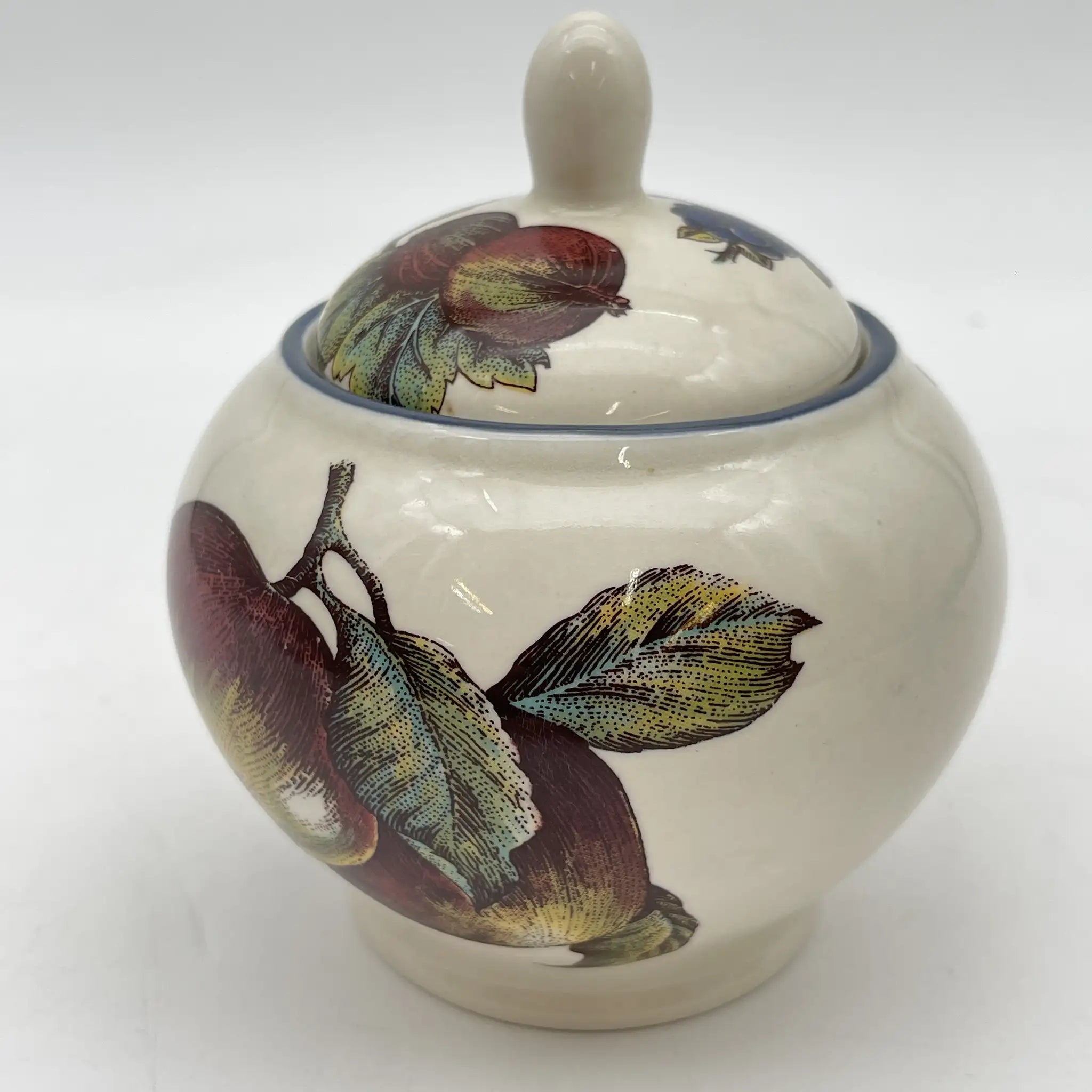 [Vintage] Sugar Bowl / Staffordshire Tableware / Autumn Fayre / Estimated Late 20C / Pottery / England / Fruit