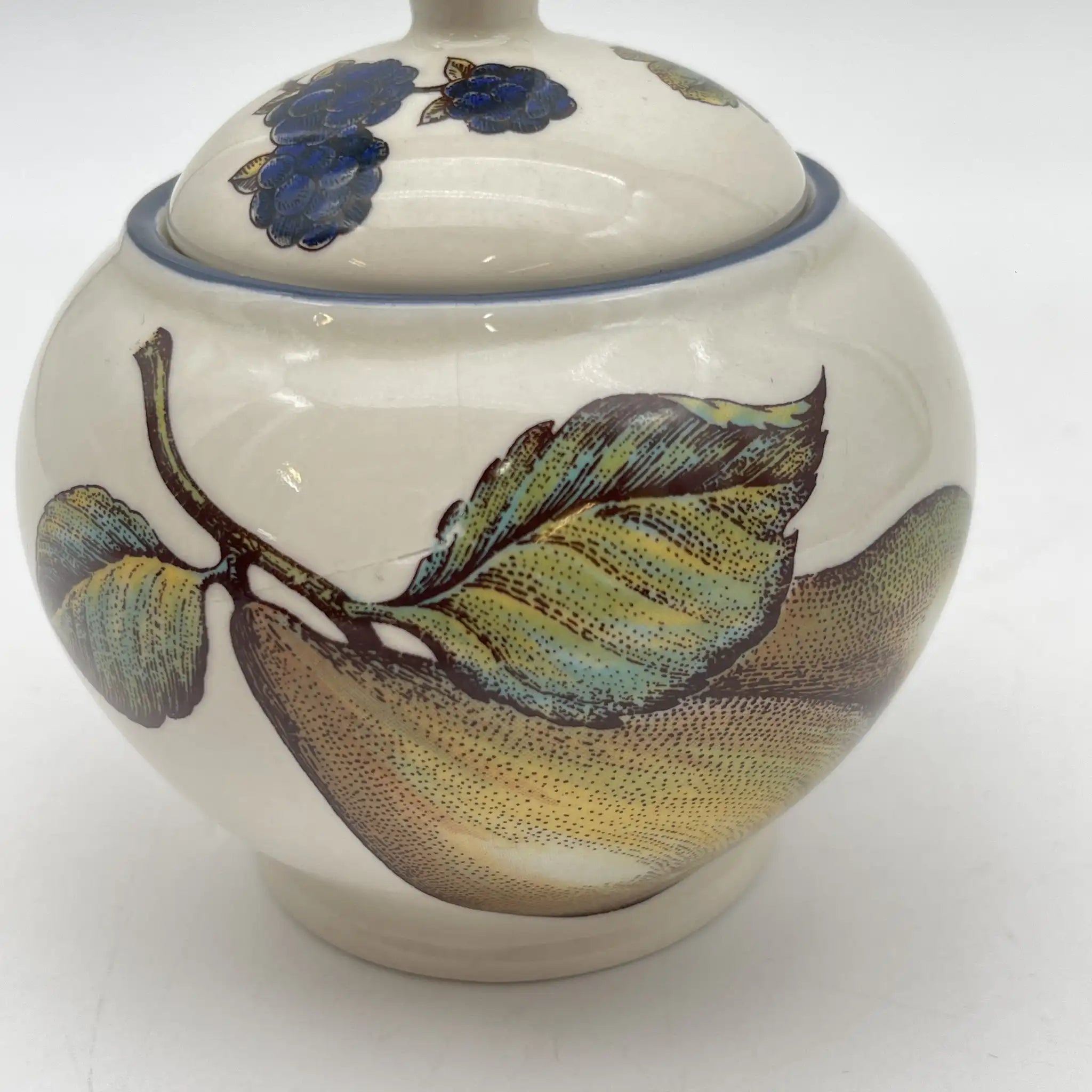 [Vintage] Sugar Bowl / Staffordshire Tableware / Autumn Fayre / Estimated Late 20C / Pottery / England / Fruit