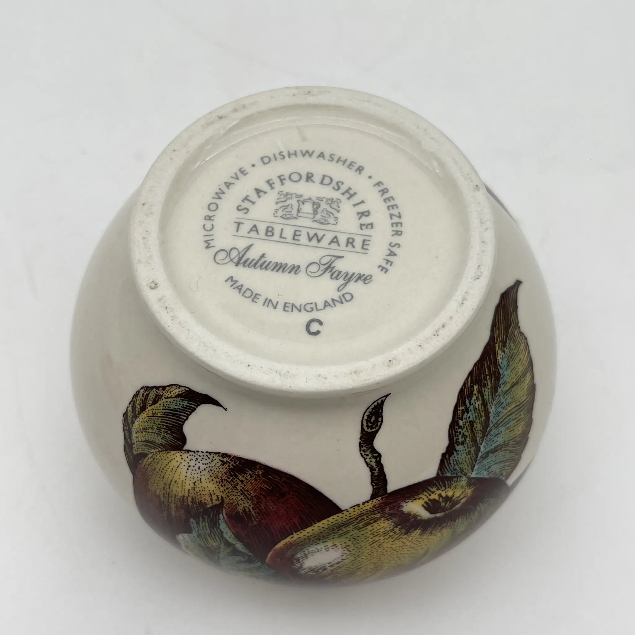 [Vintage] Sugar Bowl / Staffordshire Tableware / Autumn Fayre / Estimated Late 20C / Pottery / England / Fruit