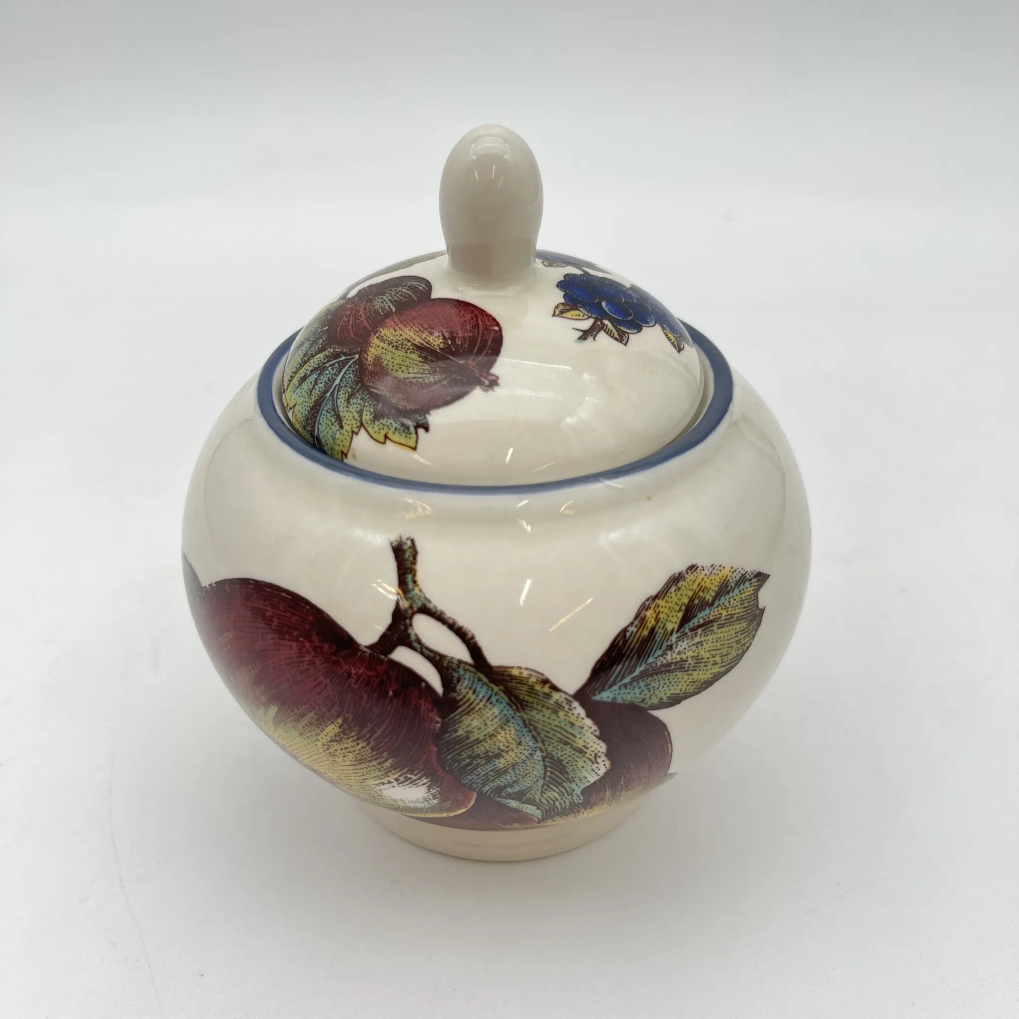 [Vintage] Sugar Bowl / Staffordshire Tableware / Autumn Fayre / Estimated Late 20C / Pottery / England / Fruit