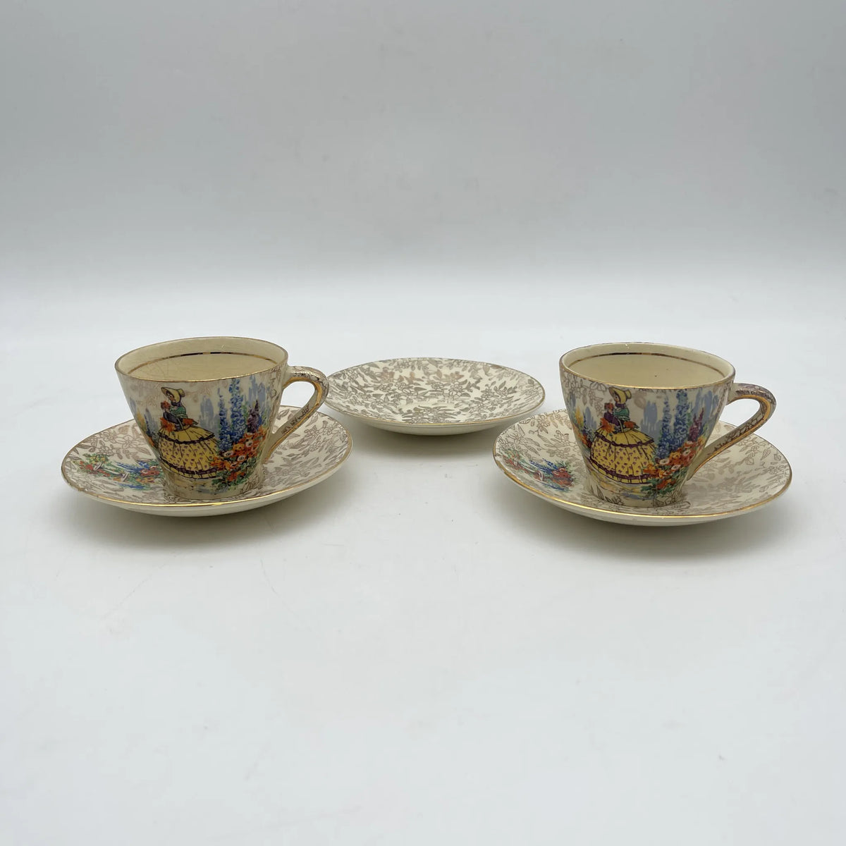 Empire Porcelain /咖啡杯&茶托2p +茶托/ 20c中期/陶器/英国/古董