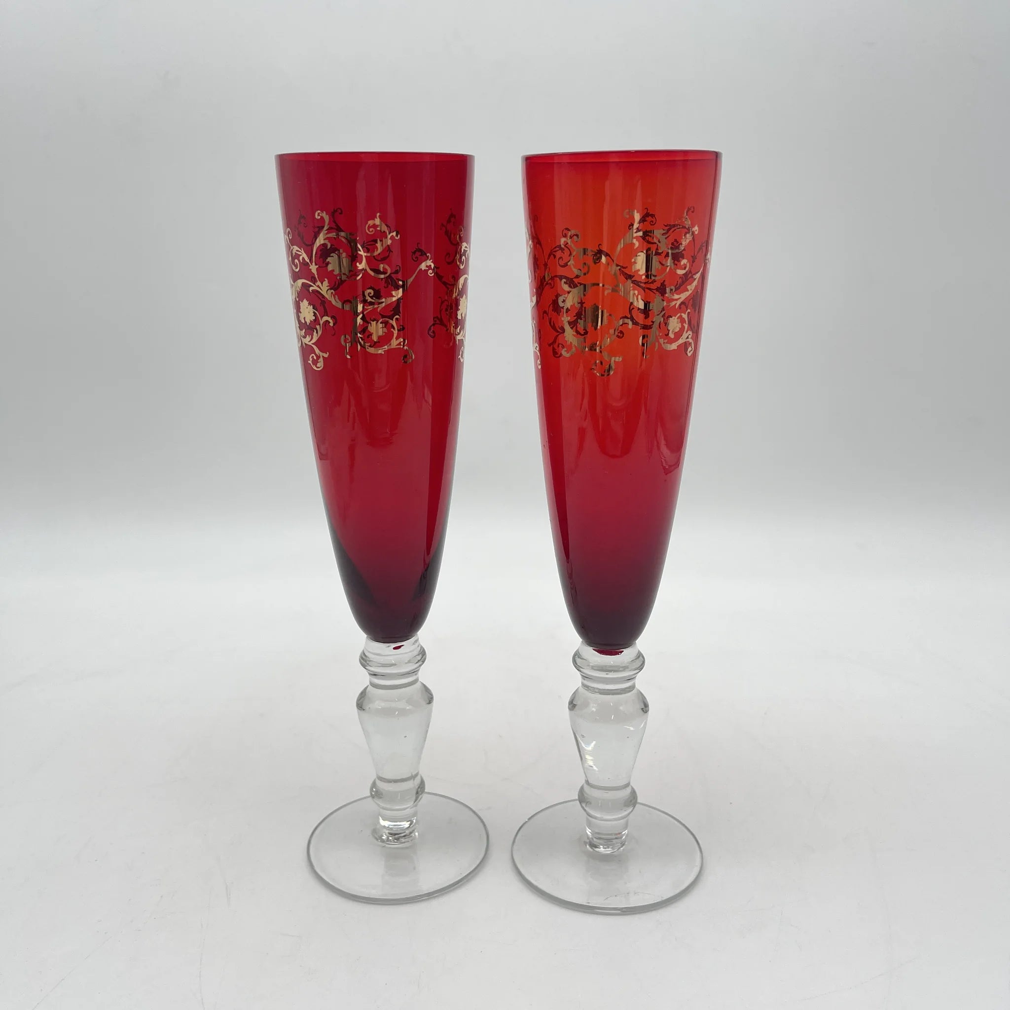 【复古】香槟杯2p /估计20c后期/玻璃/意大利/滚动
