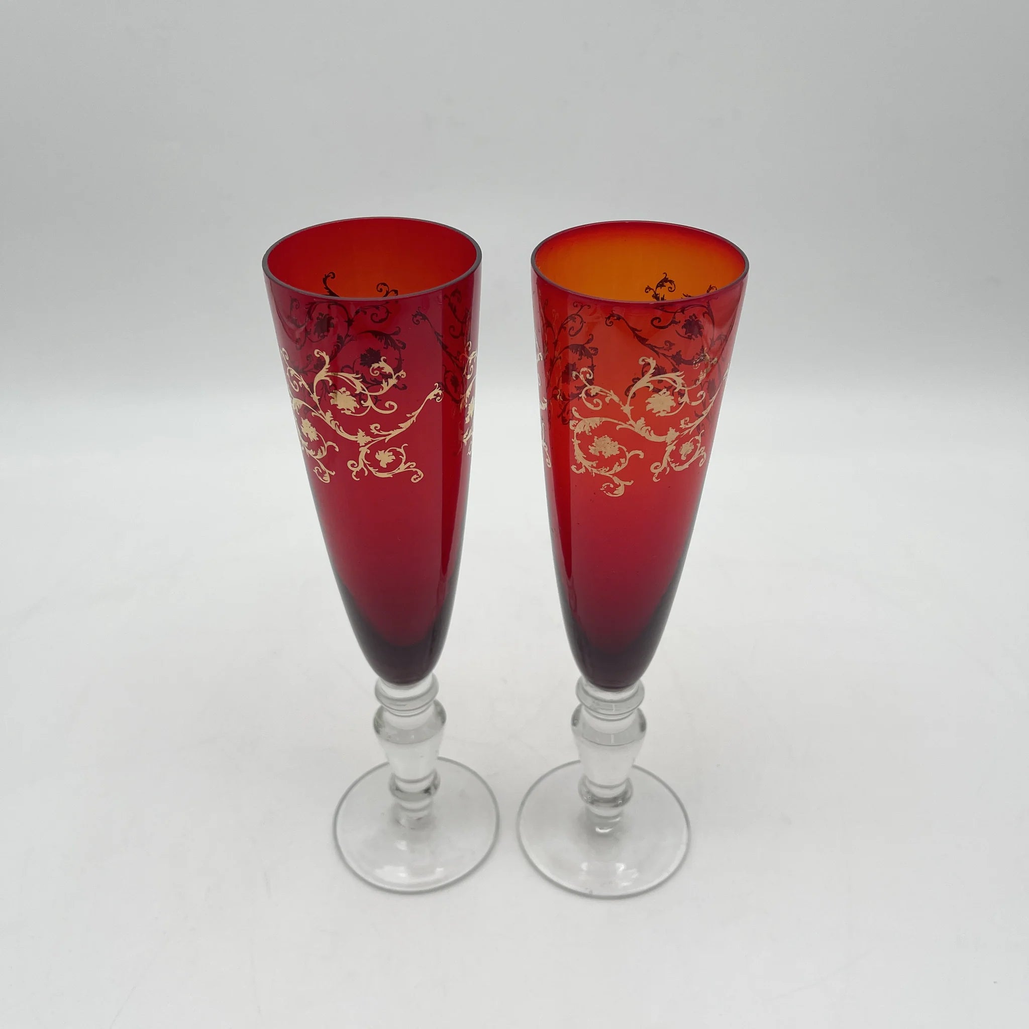 【复古】香槟杯2p /估计20c后期/玻璃/意大利/滚动