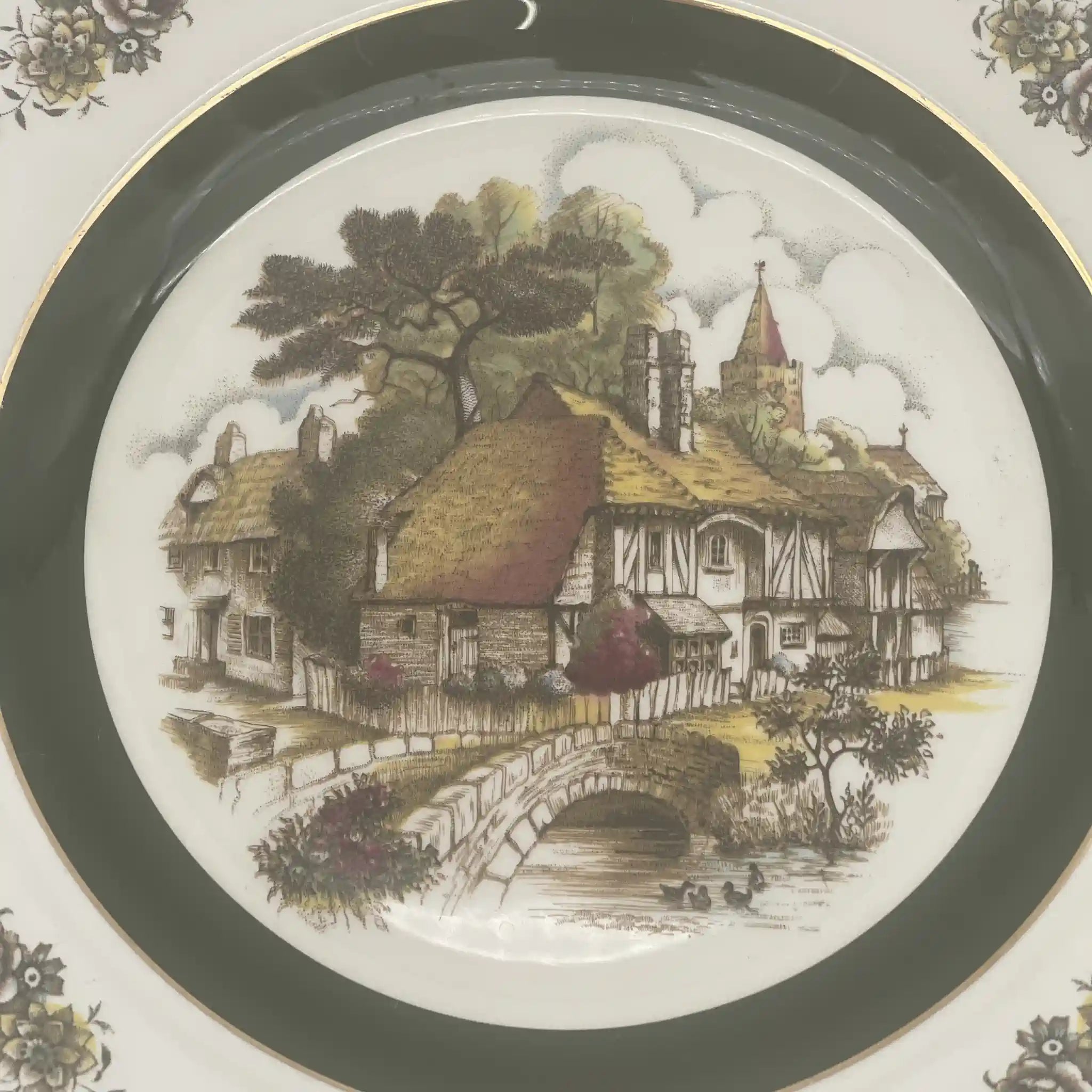 [Vintage] Dinner plate (main plate) / Wood&Sons / Estimated mid-20C / Pottery / England / Picture plate, Country