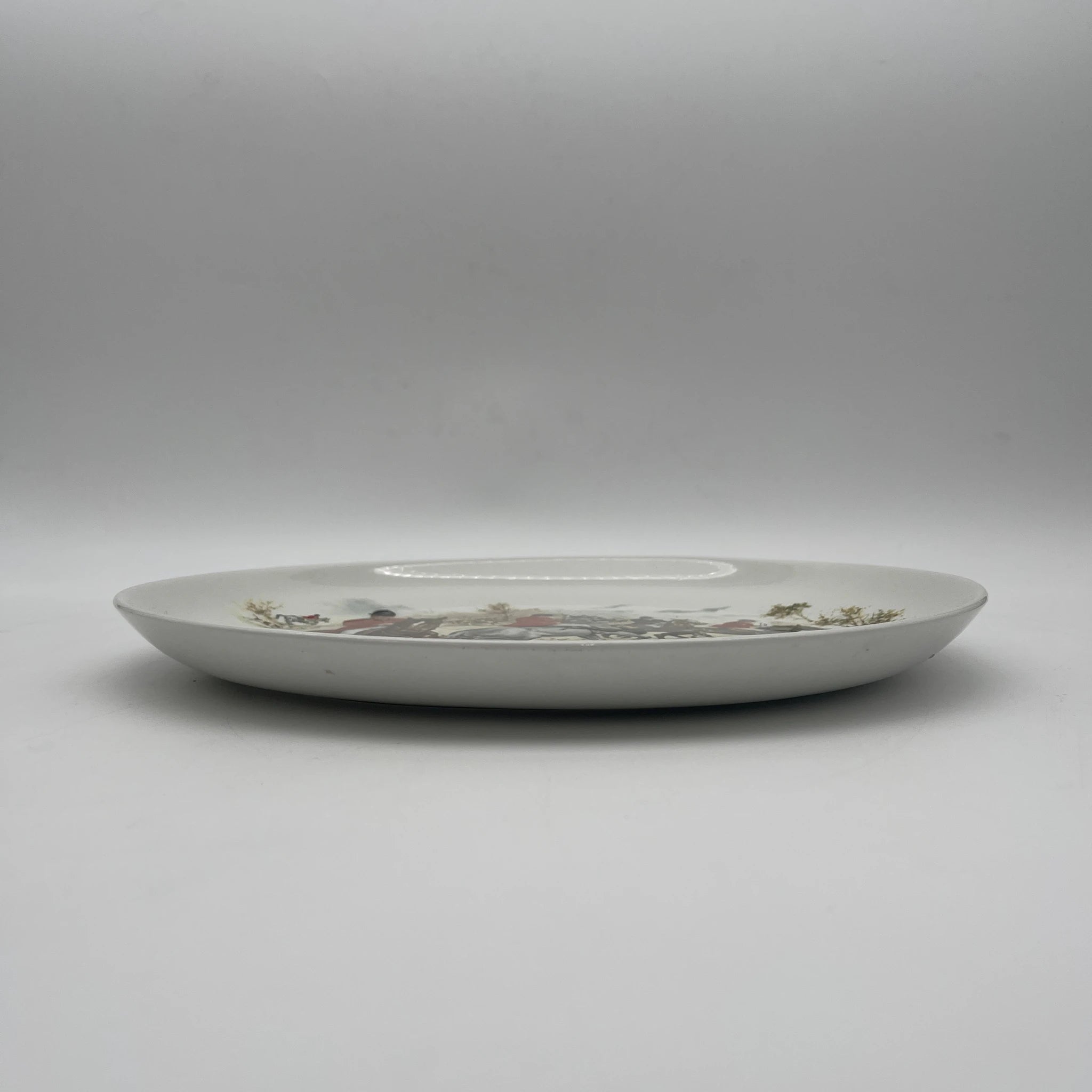 【复古】椭圆形盘子/ Barker Brothers / Royal Tudor Ware /估计20c中期/铁石/英国/绘画盘子，狩猎风景