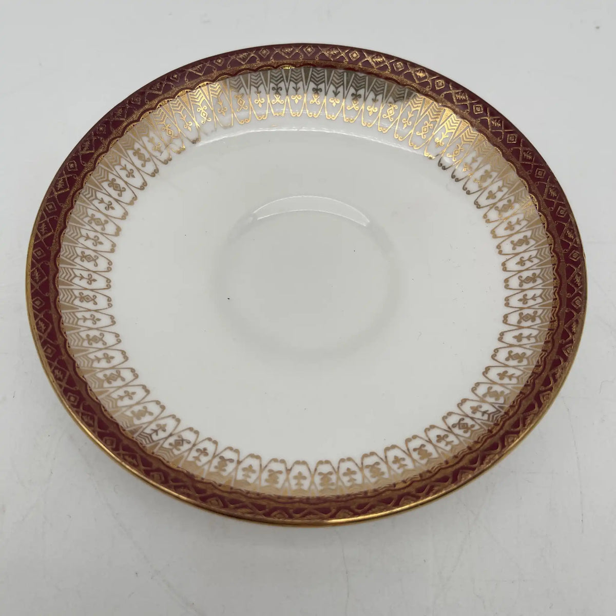 Royal Grafton / Trio (C&S+Dessert Plate) 2P / Majestic / Mid 20C / Fine Bone China / England / Gold, Arabesque, Wine Red, Western Tableware, Afternoon Tea / [Vintage]