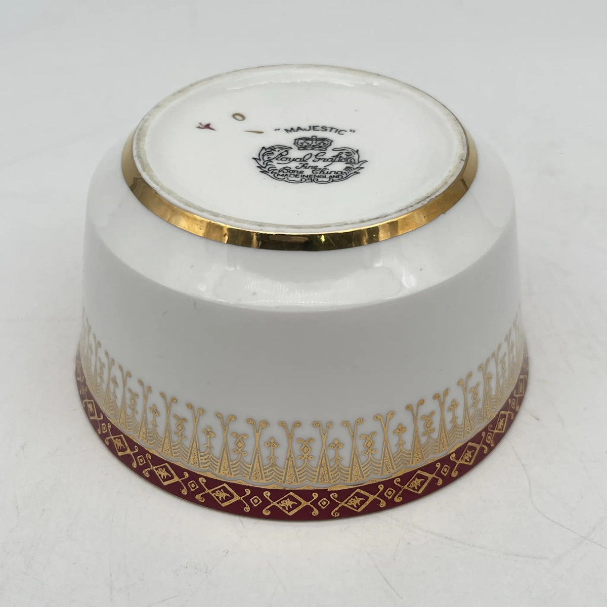 Royal Grafton / Sugar Bowl / Majestic / Mid 20C / Fine Bone China / England / Gold, Arabesque, Wine Red, Western Tableware, Afternoon Tea / [Vintage]